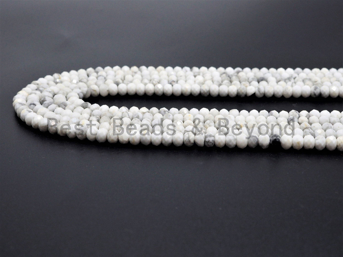 Natural Faceted Rondelle Howlite beads,2x3mm/3x5mm Natural W