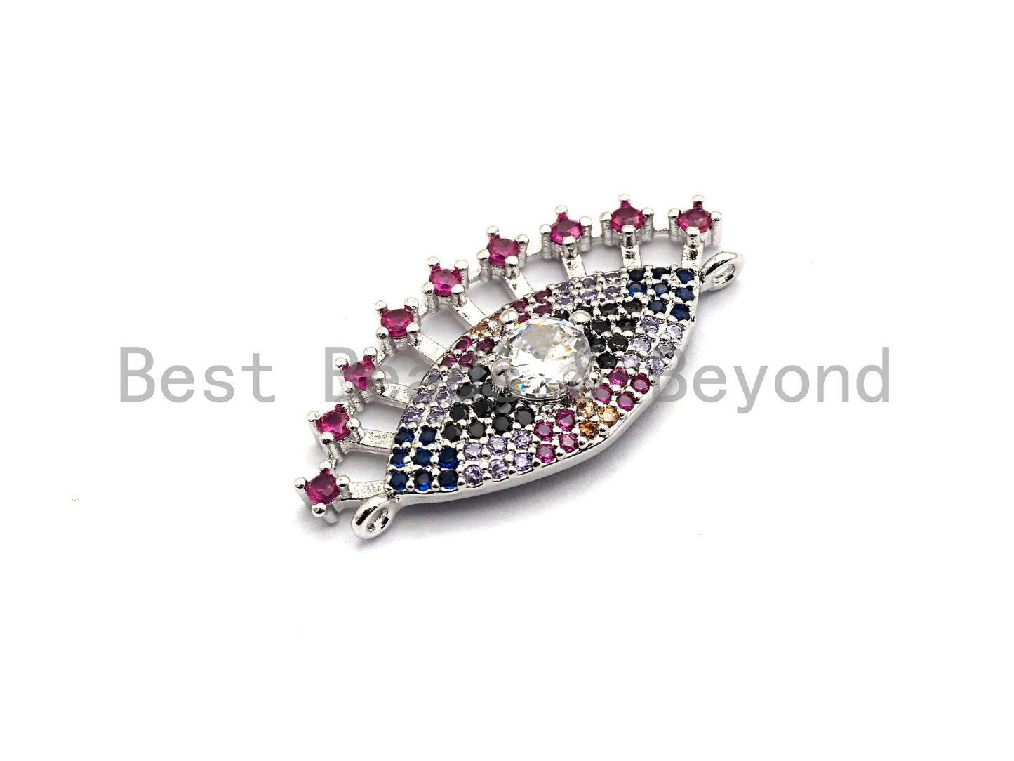 Colorful CZ Micro Pave Evil Eye With Long Eyelashes Connector for Bracelet/Necklace, Evil Eye Connector, 15x28mm,sku#E468C