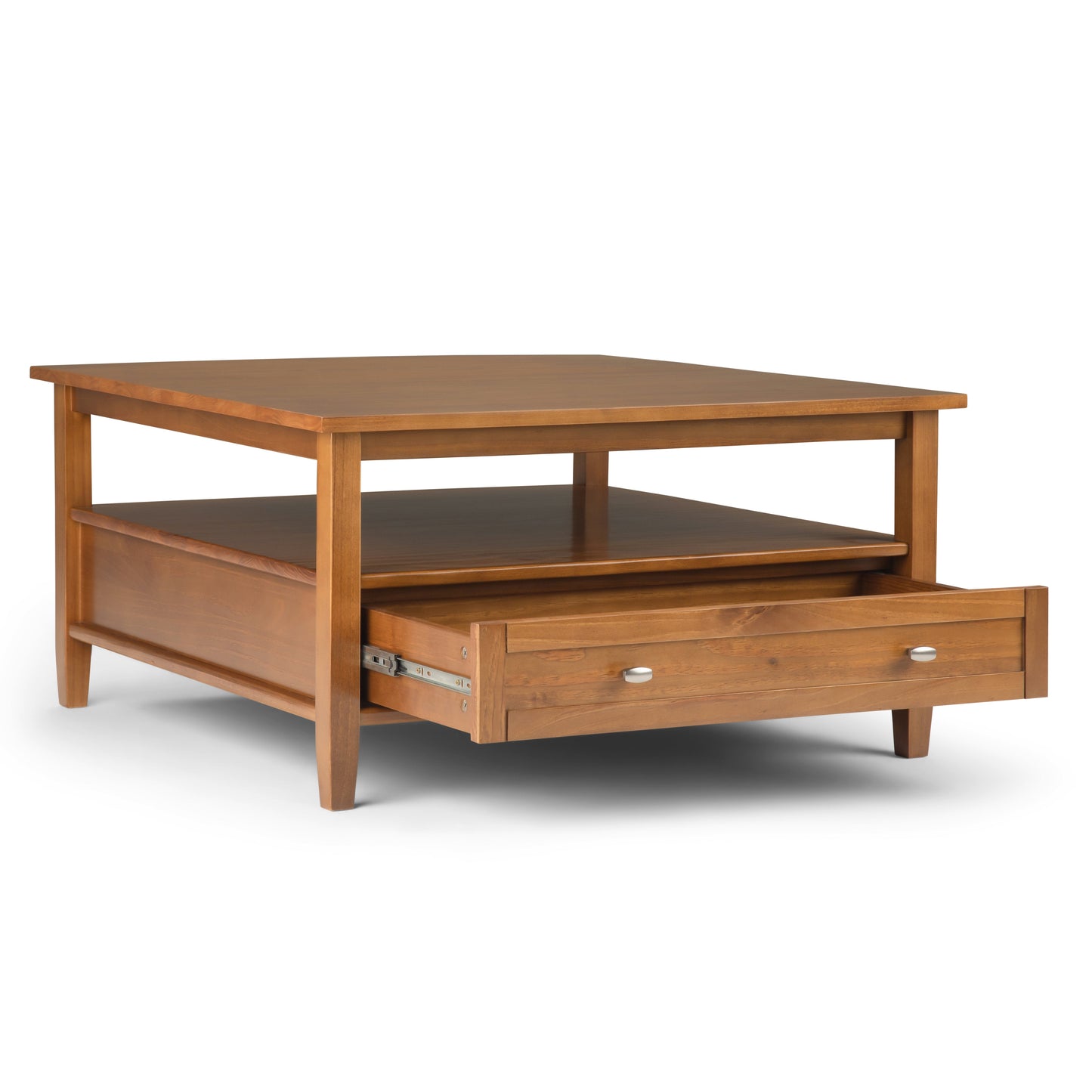 Warm Shaker 36 Inch Wide Solid Wood Square Coffee Table in Light Golden