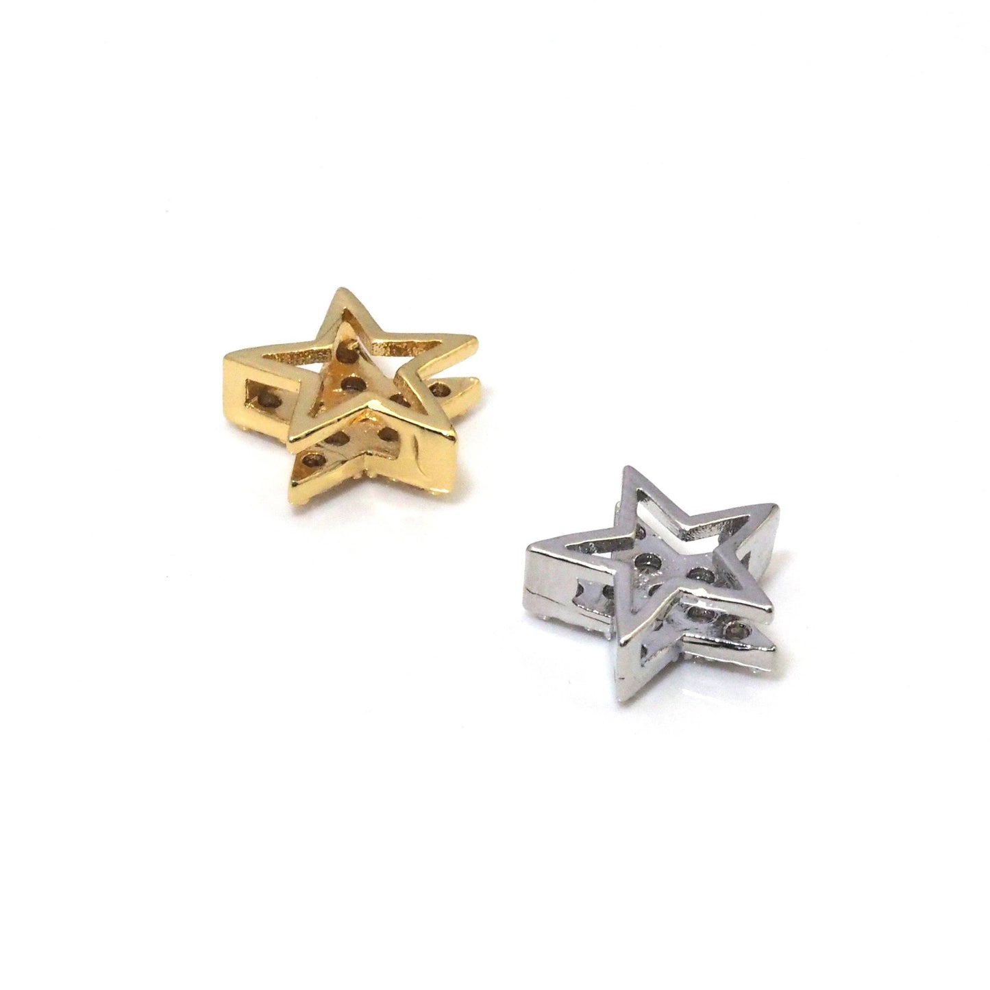 CZ Star Gold Silver Spacer beads, Sku#B344