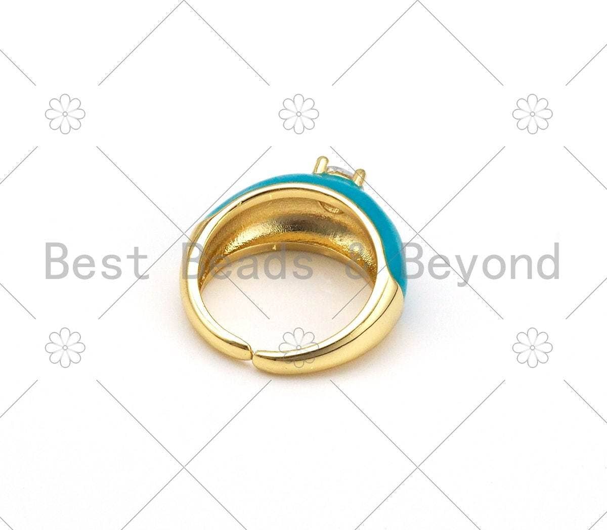 Enamel Round Diamond Adjustable Ring, Sku#X242C