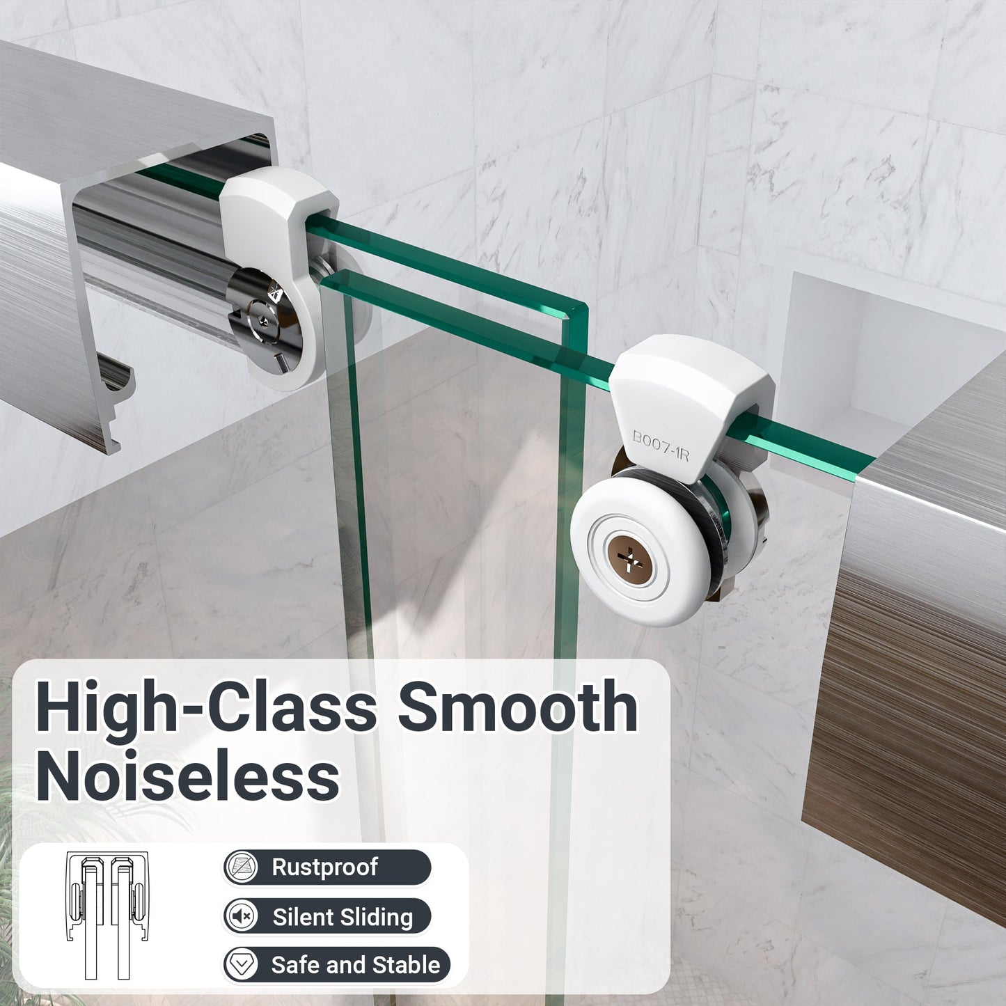 56"-60"W Semi-Frameless Double Sliding Shower Door
