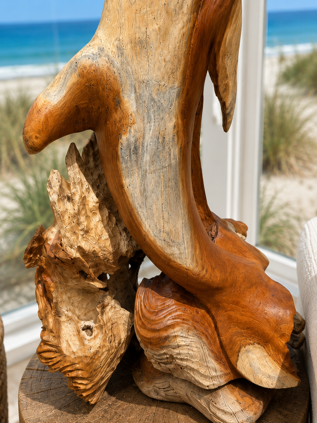 Solid Teak Wood Dolphin Sculpture – Hand Carved in Bali, Indonesia