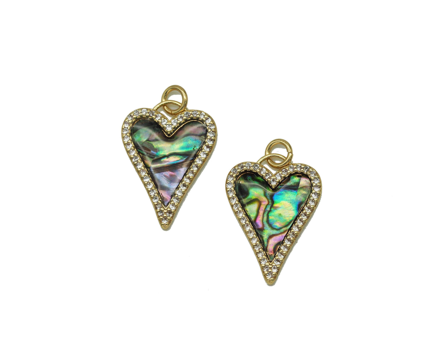 Gold Abalone heart Charm, Sku#L664
