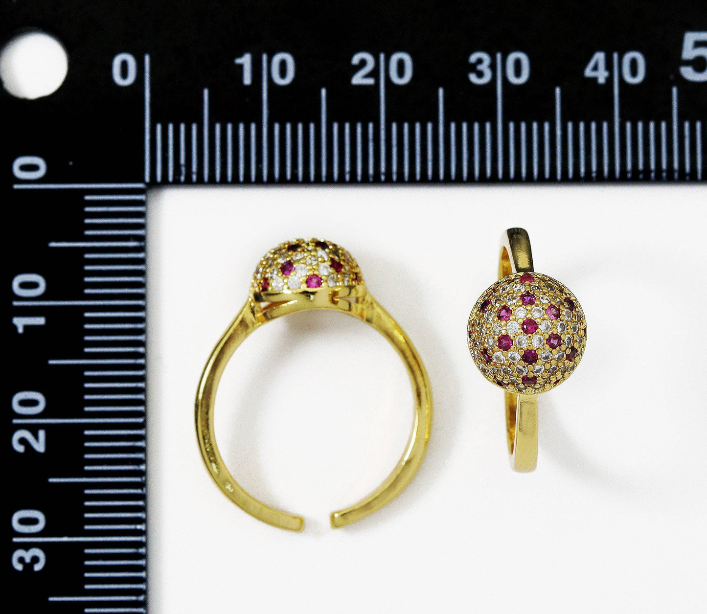 Fuchsia CZ Dome Adjustable Ring, Sku#LK704