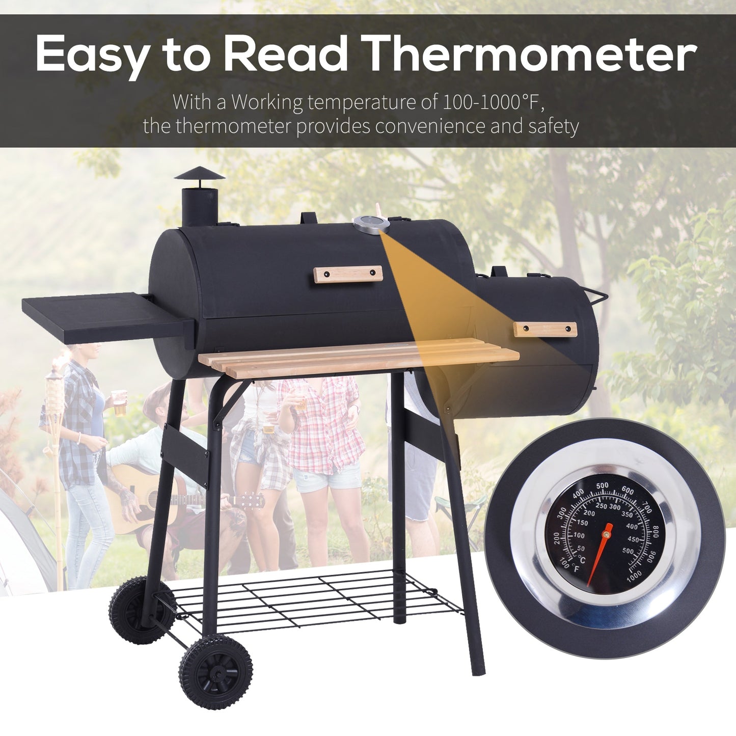 Outsunny 48" Steel Portable Backyard Grill