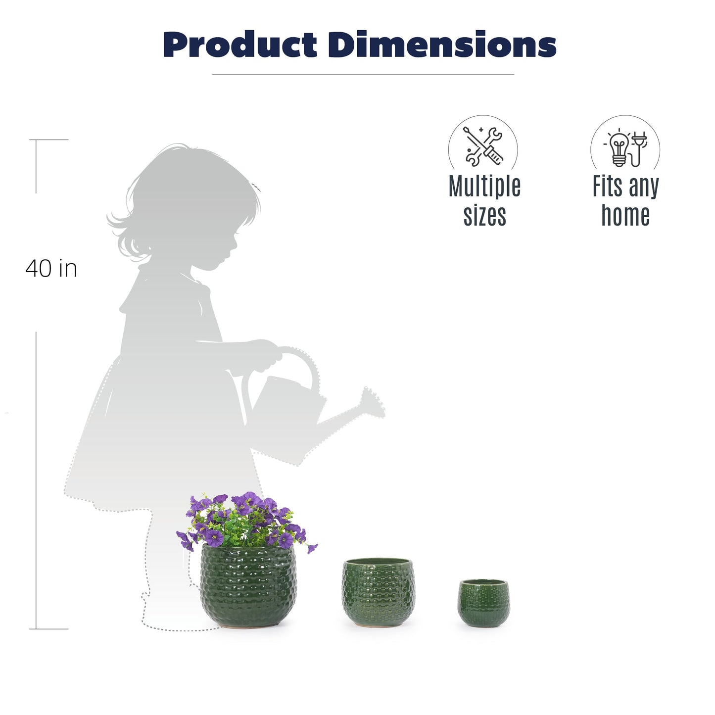 Handmade Glazed Ceramic Planter Set of 3