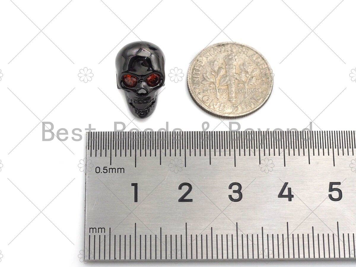 Pave Paracord Sliding Skull Beads, Skull Spacer Beads, Men's Bracelet Making Charm, Skull Pave Beads, 10x15mm,sku#Y299