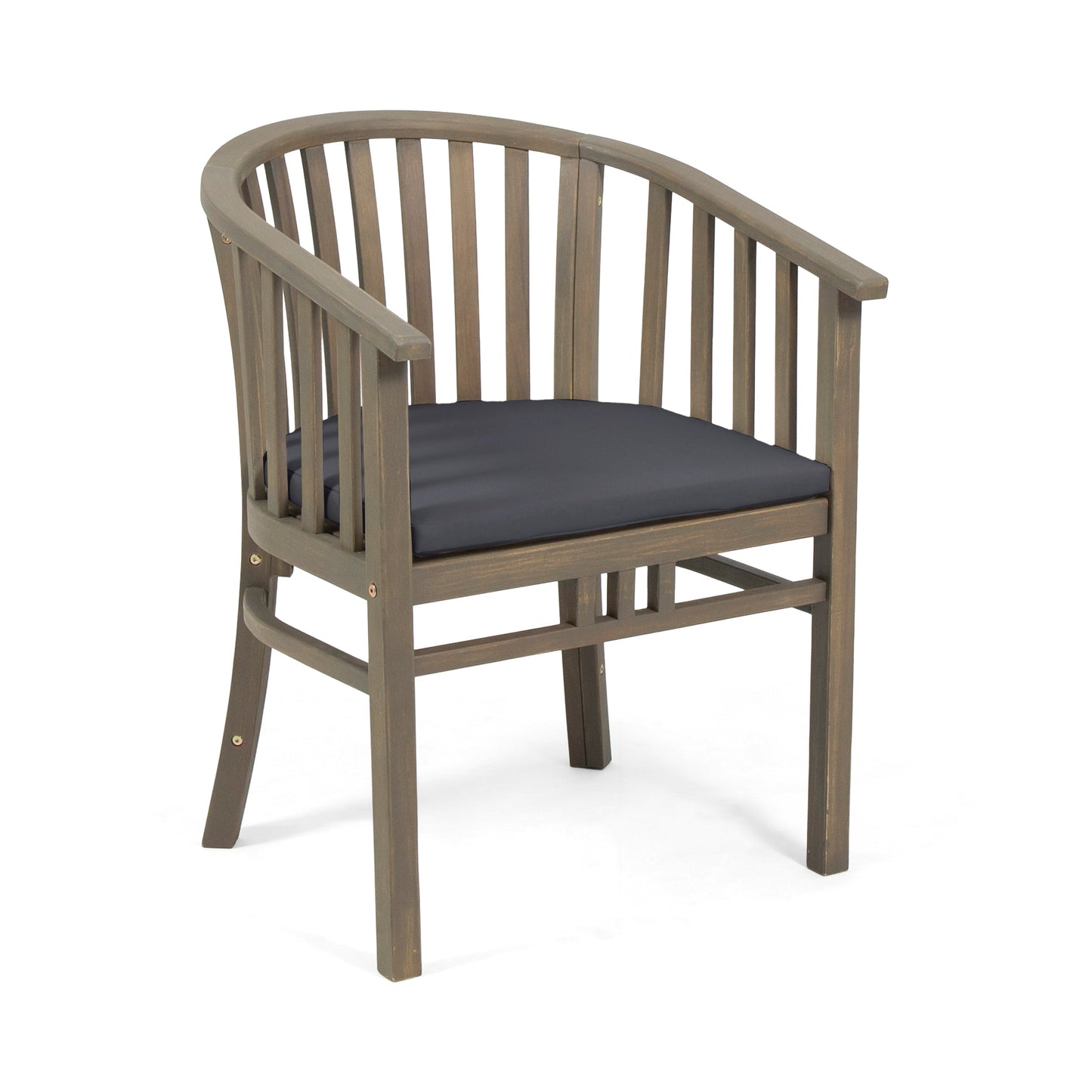 Outdoor Wooden Dining Chairs With Cushions, Set of 2, Dark