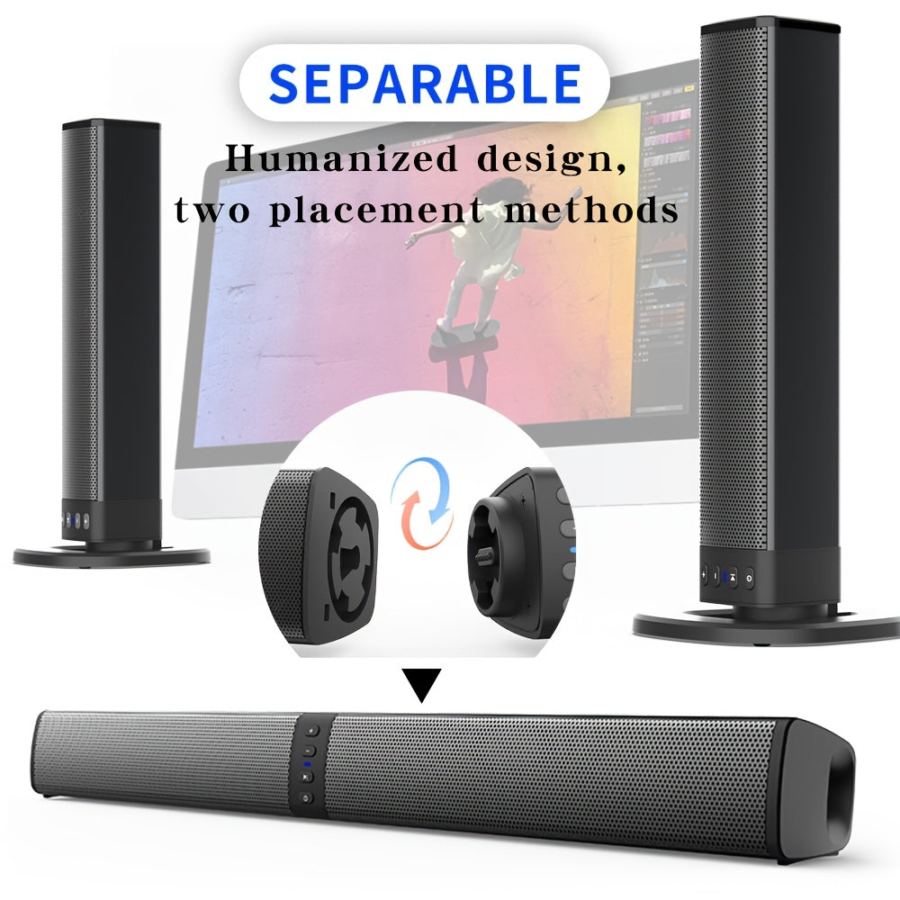 Barre de son sans fil pour TV – Haut-parleur Bluetooth détachable 2 en 1