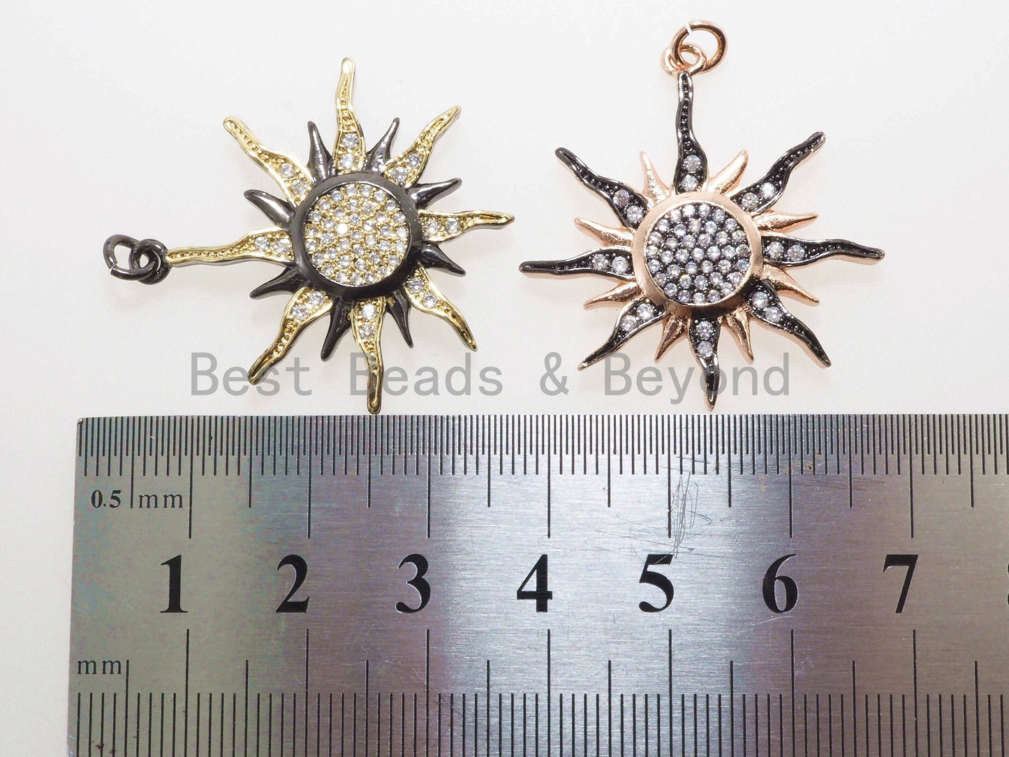 CZ Micro Pave 31mm Sunburst Pendant, Cubic Zirconia Paved Charm, CZ Pave Findings,31x33mm,, sku#F482