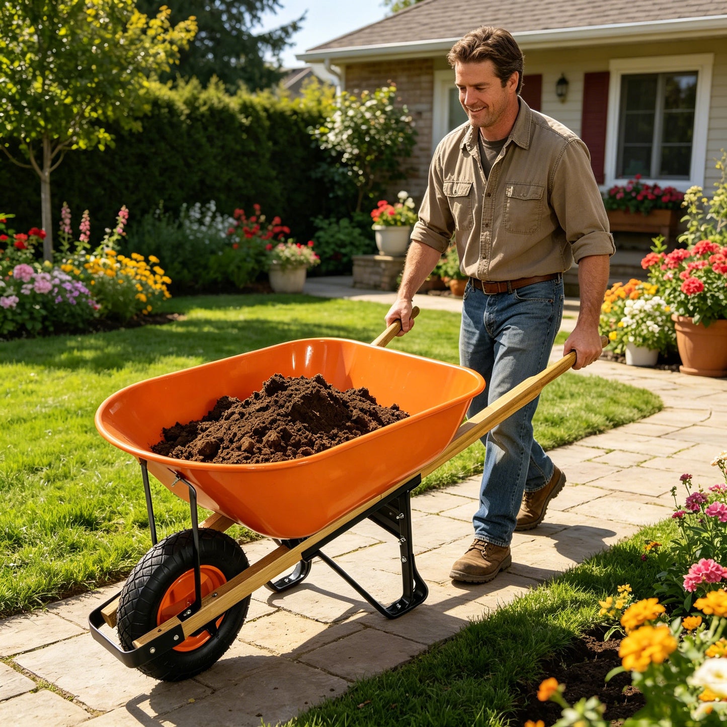 Steel Tray Wheel Barrow - Two Wheeled Trolley