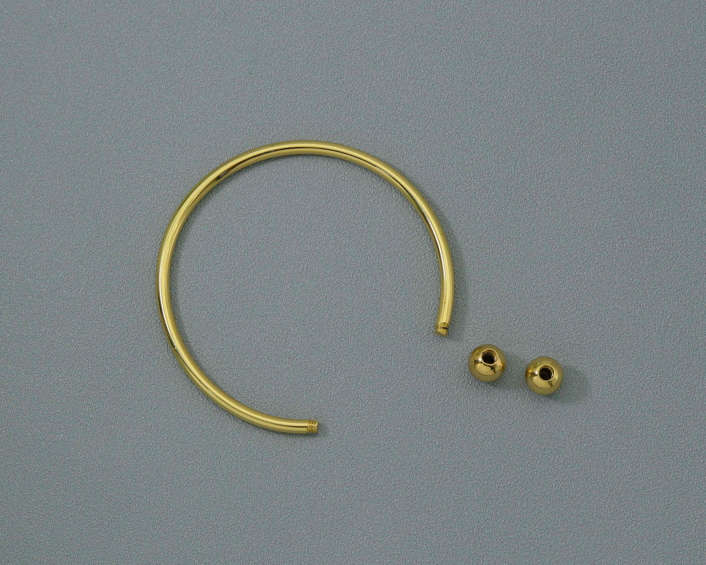 Gold Cuff Bangle bracelets with ball end, Sku#X292