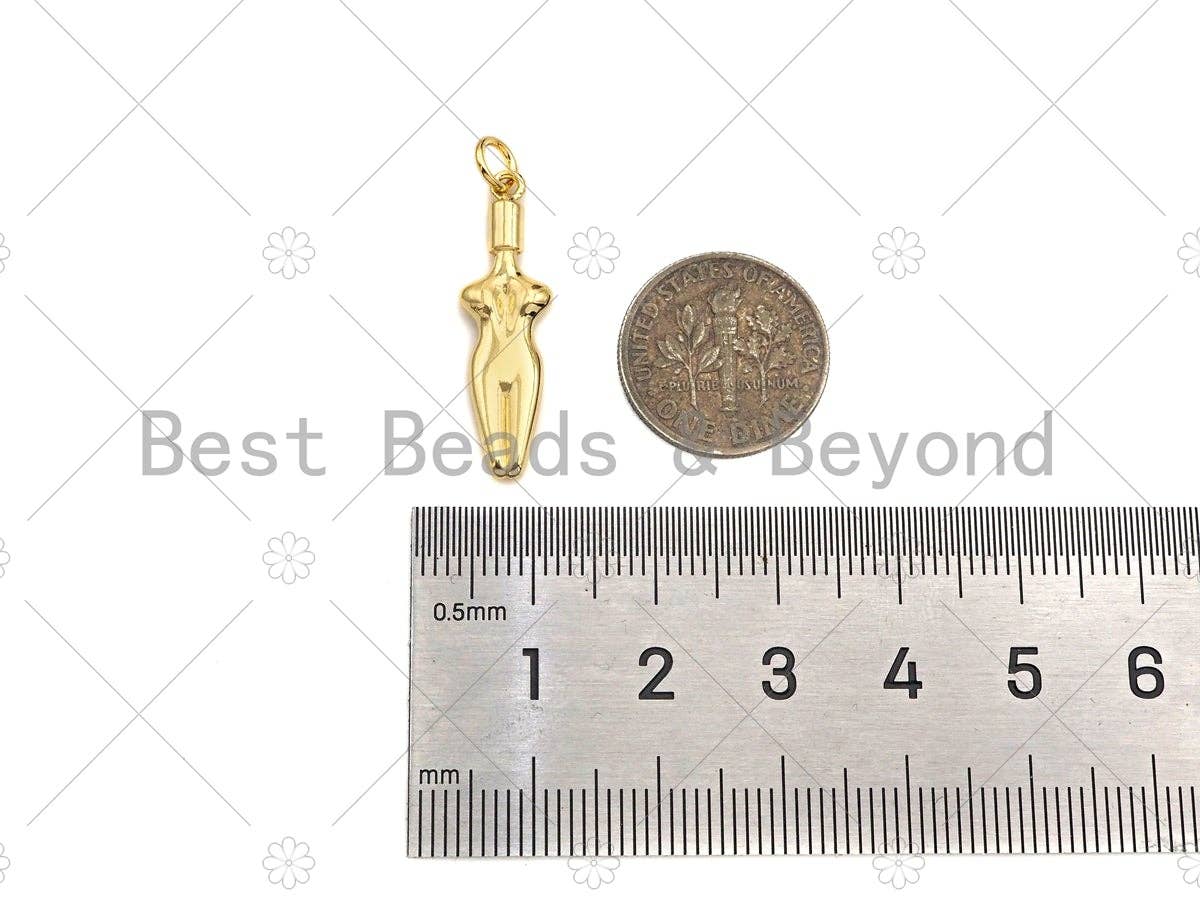 18K Dainty Gold Female Body Pendant,Female Empowerment Charm, Necklace Bracelet Charm Pendant,8x27mm, Sku#LK267