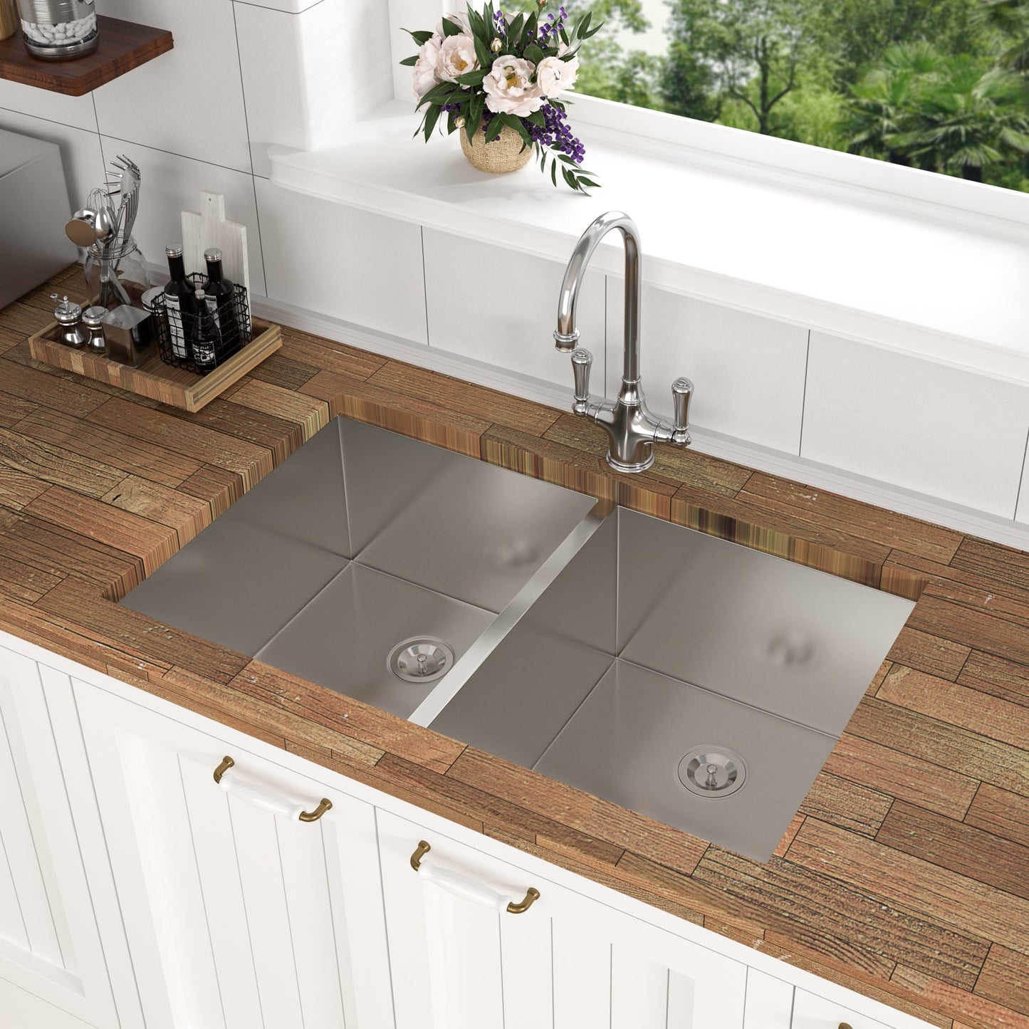 16 Gauge Stainless Steel Undermount Double Bowl Kitchen Sink