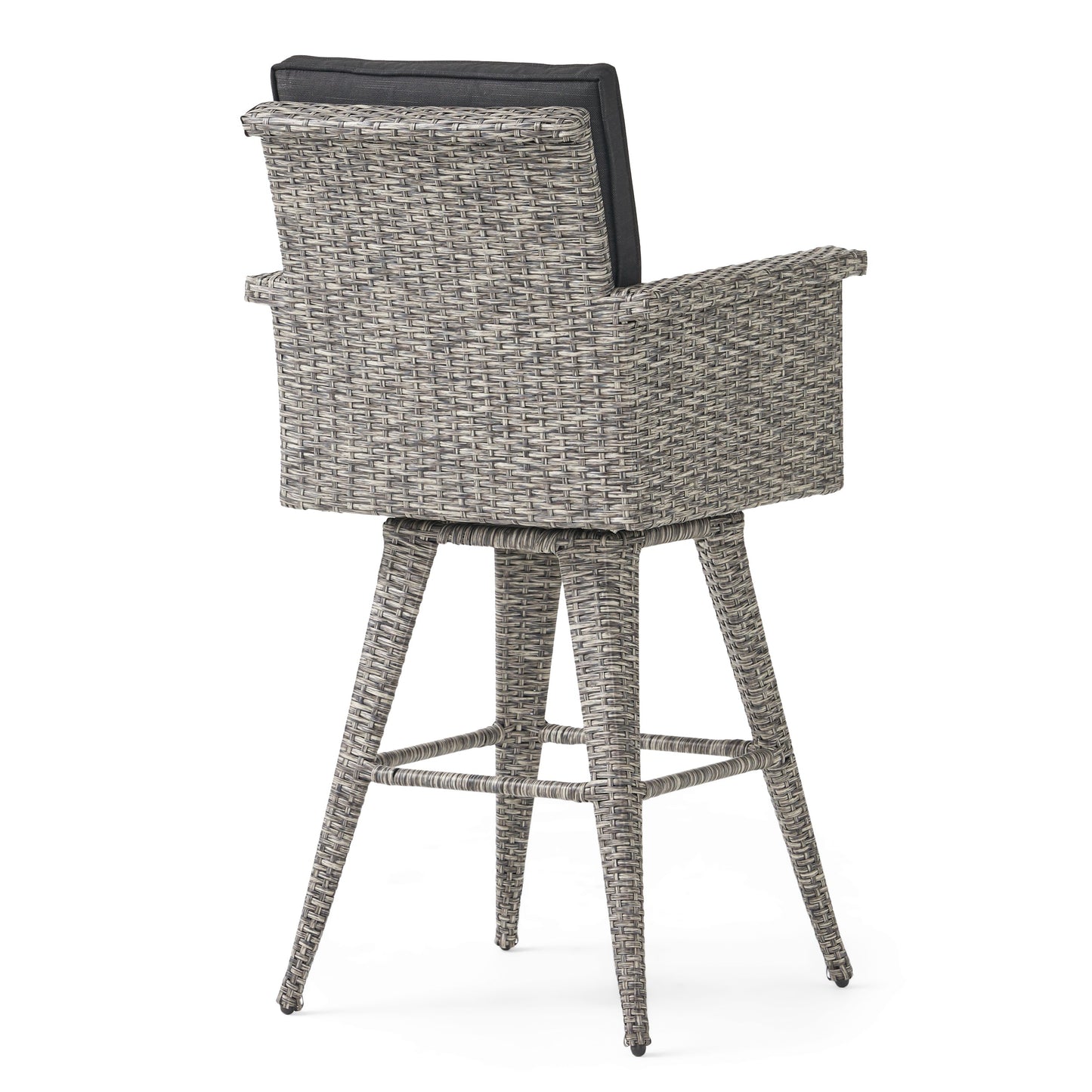 30" Outdoor Wicker Swivel Barstool with Water Resistant Cushion