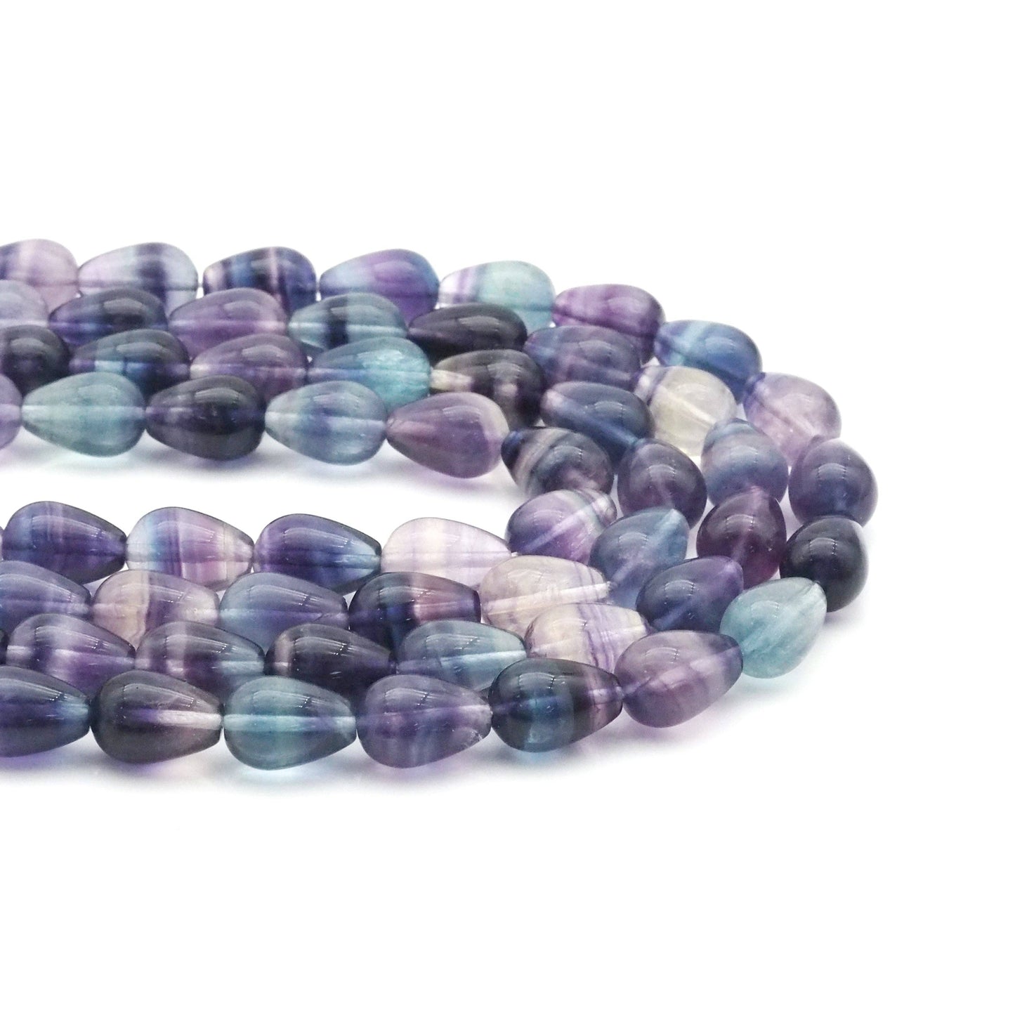 Genuine Fluorite Smooth Teardrop Beads, 10x13mm, Sku#U1569