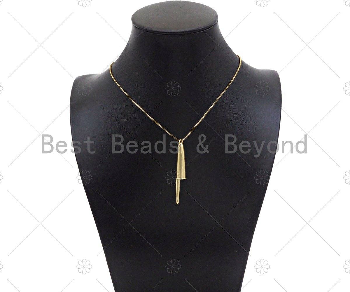 18K Dainty Gold Pen Cap Shape Pendant/Charm, Necklace Bracelet Charm Pendant,9x50mm, Sku#LK268