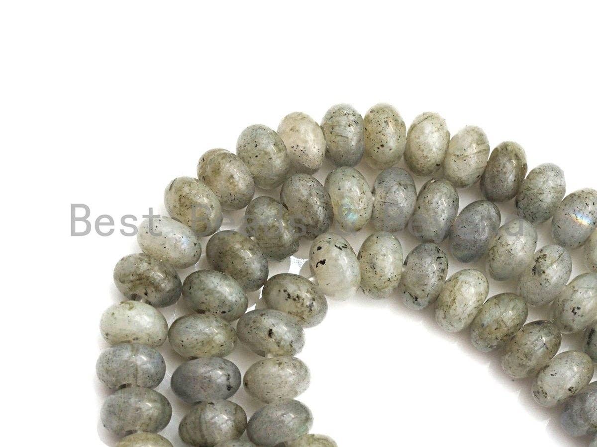 2mm Large Hole Natural Labradorite Beads, Rondelle Smooth 6x10mm/5x8mm, 8" Long Strands, sku#U721