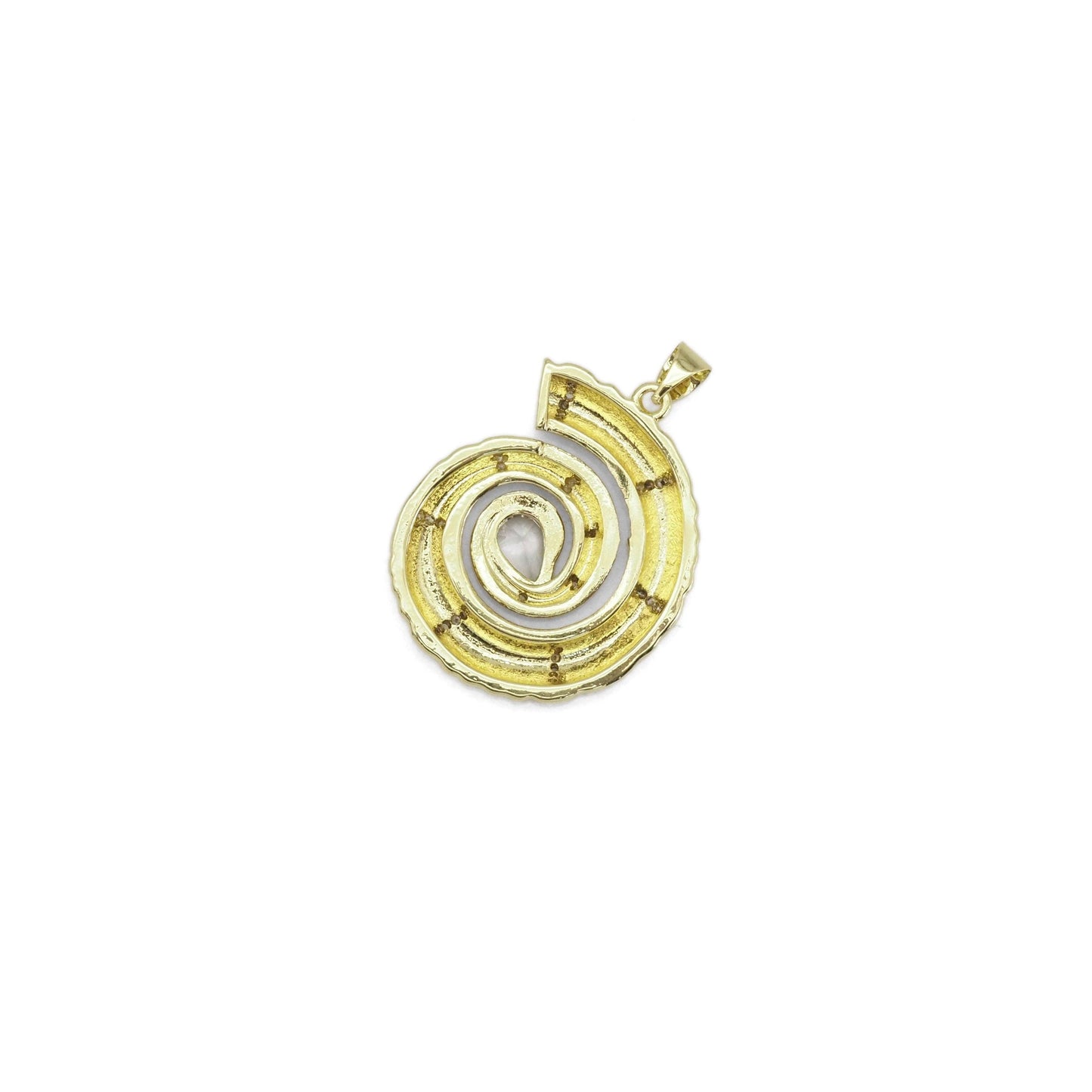 Gold Teardrop CZ Snail Charm, Sku#LX421