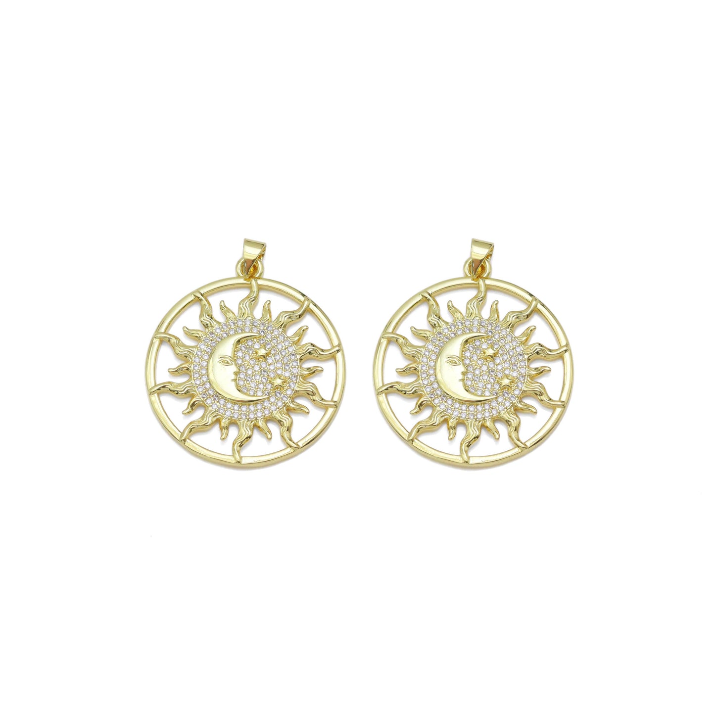 CZ Sun Cresent Moon Star Charm, Sku#LK917