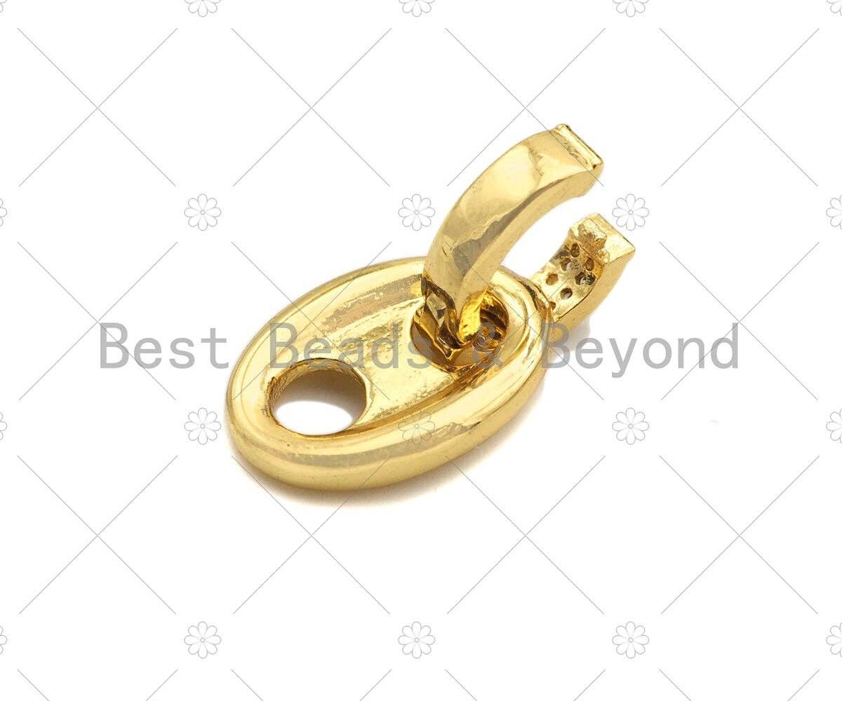 CZ Micro Pave Soda Tab Charm, Gold Silver Soda Pull-tab Earring Charm/Necklace Pendant, Micro Pave Soda Cap, 12x17mm, sku#LK220