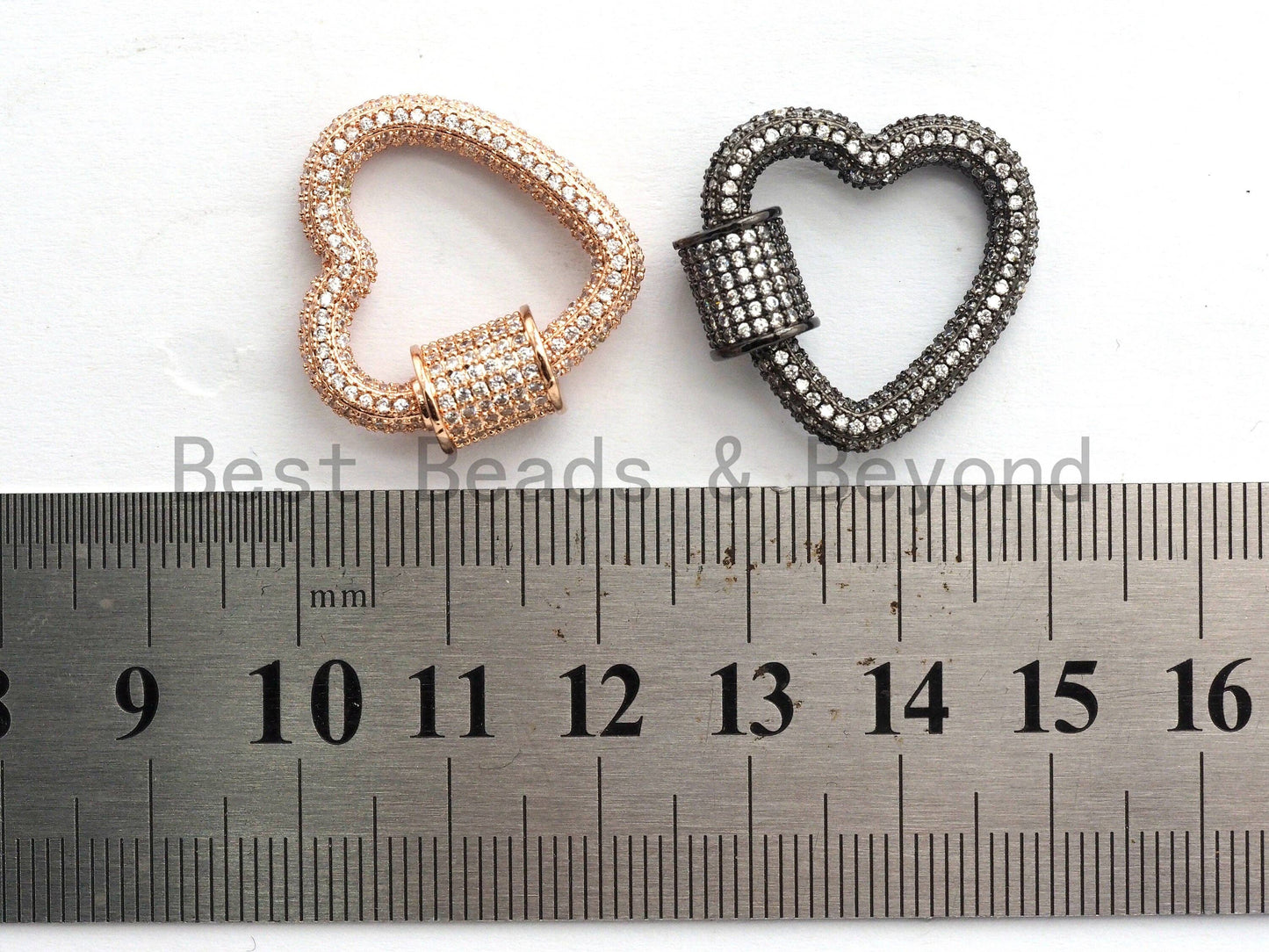 Fully CZ Micro pave Clasp, Gold/Rose gold/Silver/Black, Heart Shape Clasp, 22mm, sku#H139