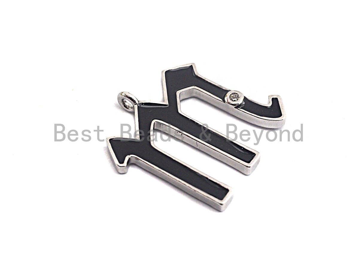 Enamel pave alphabet letter, Alphabet Charms, Initial Alphabet Letters, Custom Naming Pendants, Initial Letter m Pendant, 21x23mm,sku#B122