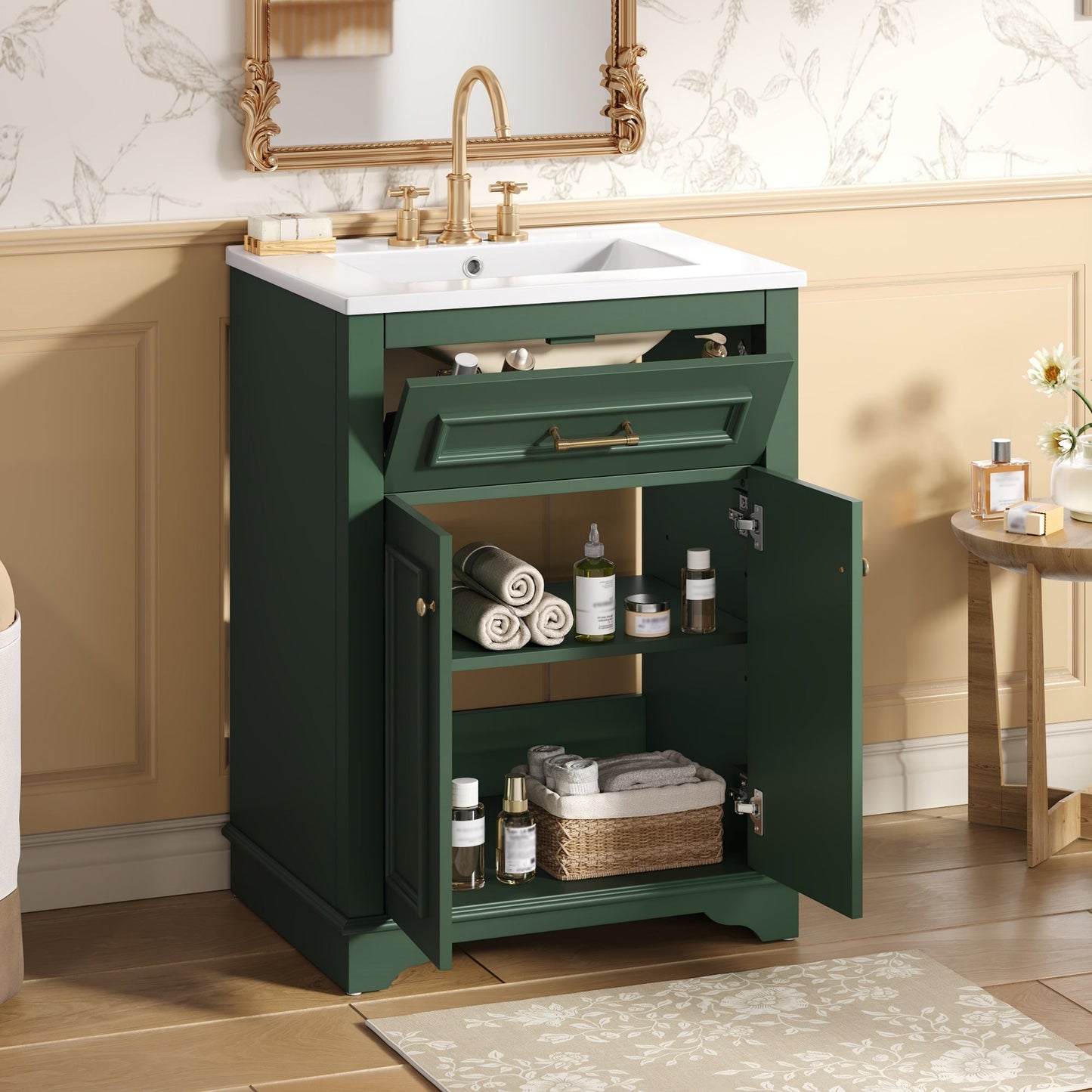 24" Bathroom Vanity with Integrated Ceramic Sink