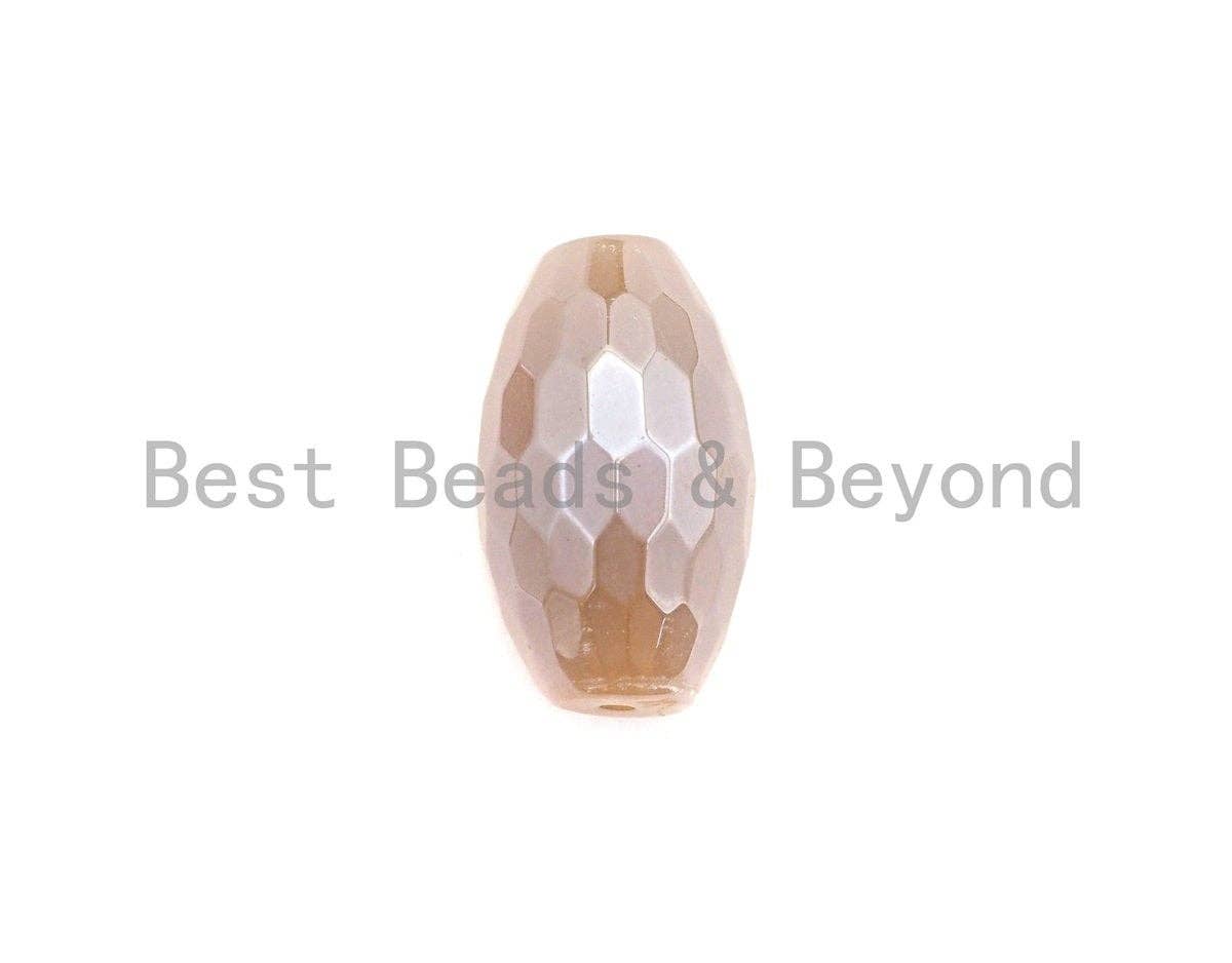 Gorgeous Plated Moonstone Beads, Oval Faceted Moonstone Beads, Focal Moonstone, Pink Moonstone Beads, 12x20mm, sku#U578