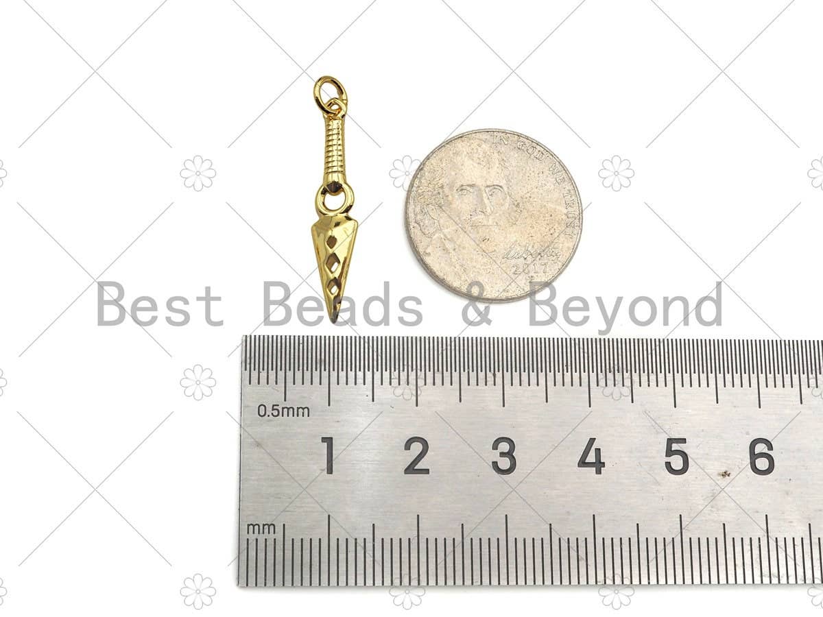 Gold Filled Sword with Holes Shape Pendant, 18K Gold Filled Sword Charm, Necklace Bracelet Charm Pendant, 6x27mm, Sku#Y446