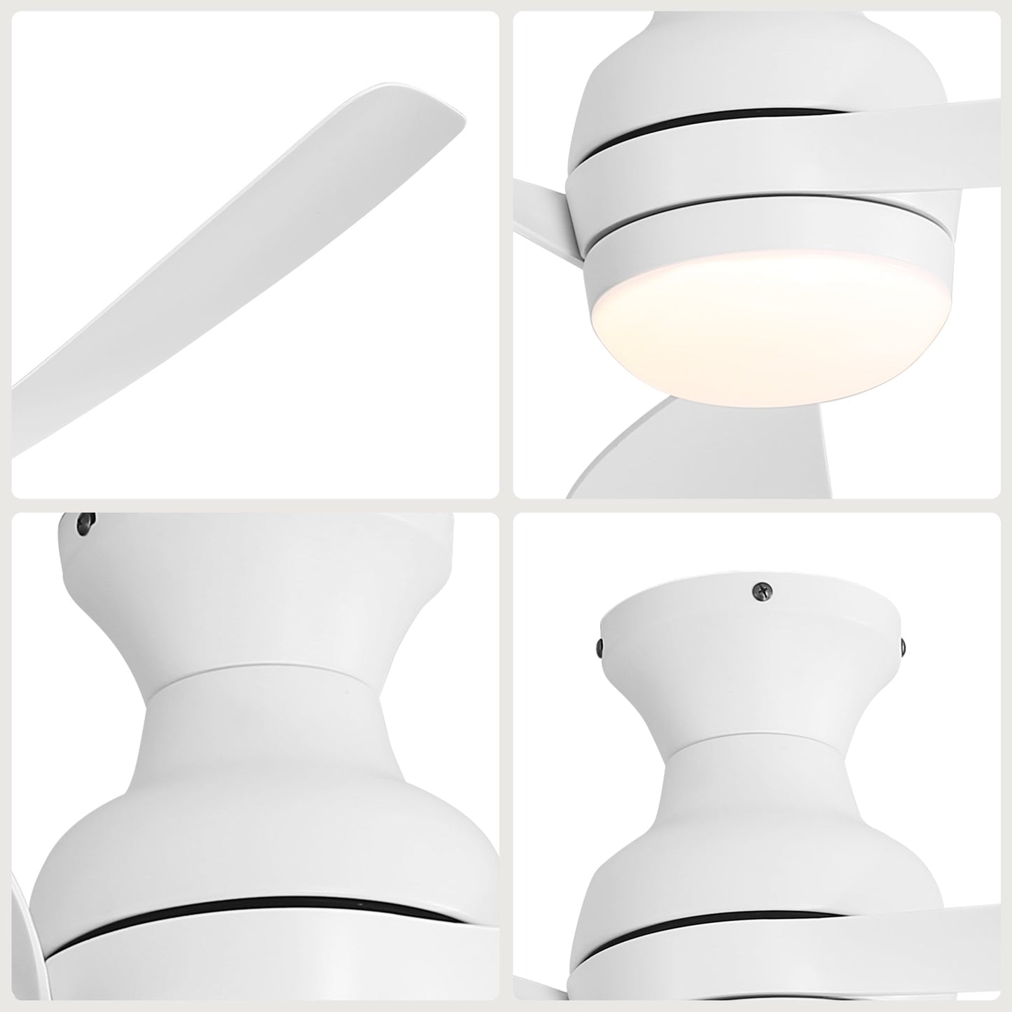 52" Low Profile Ceiling Fan with Lights, Quiet Reversible DC Motor