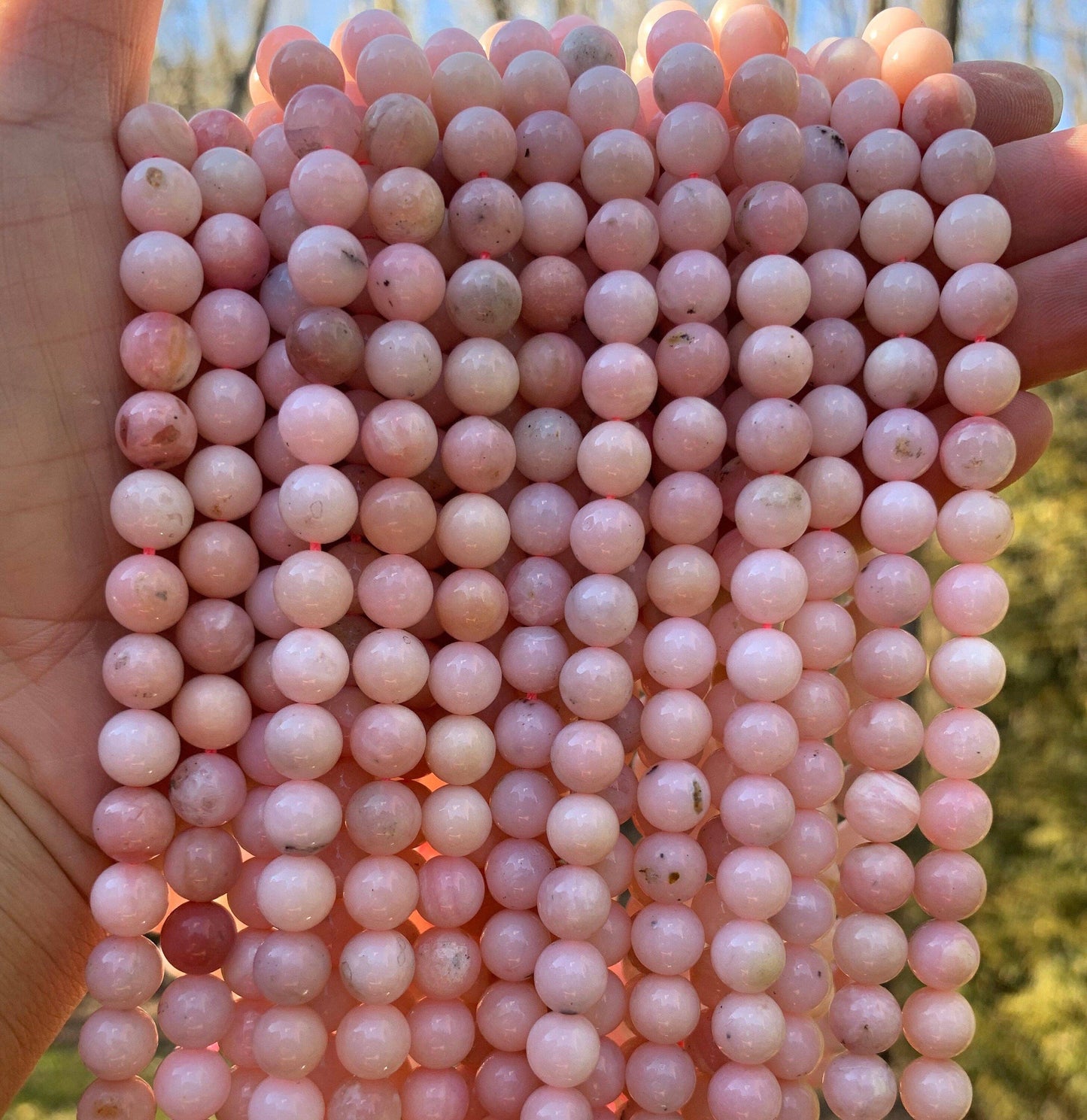 High Quality Genuine Pink Opal Round Smooth Beads, 8mm/10mm Natural Opal Beads, 15.5'' Full Strand, SKU#U1212