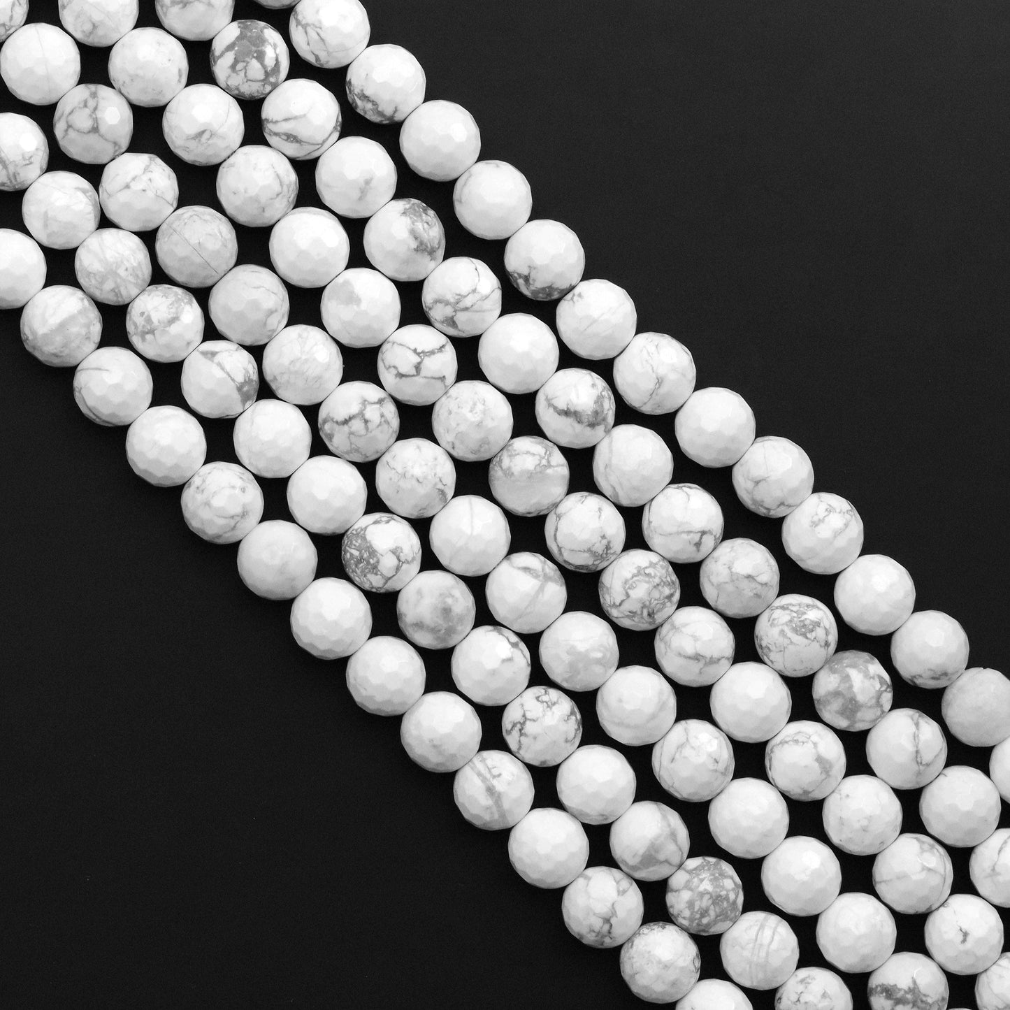 Genuine Howlite Round Faceted Beads, Sku#U1776