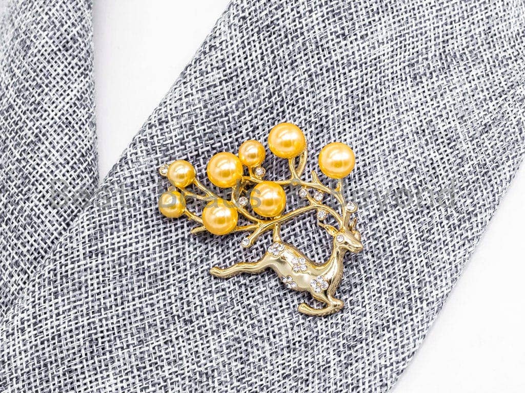 CZ Micro Pave Elk Reindeer Brooch Pin Pendant, Sku#P40