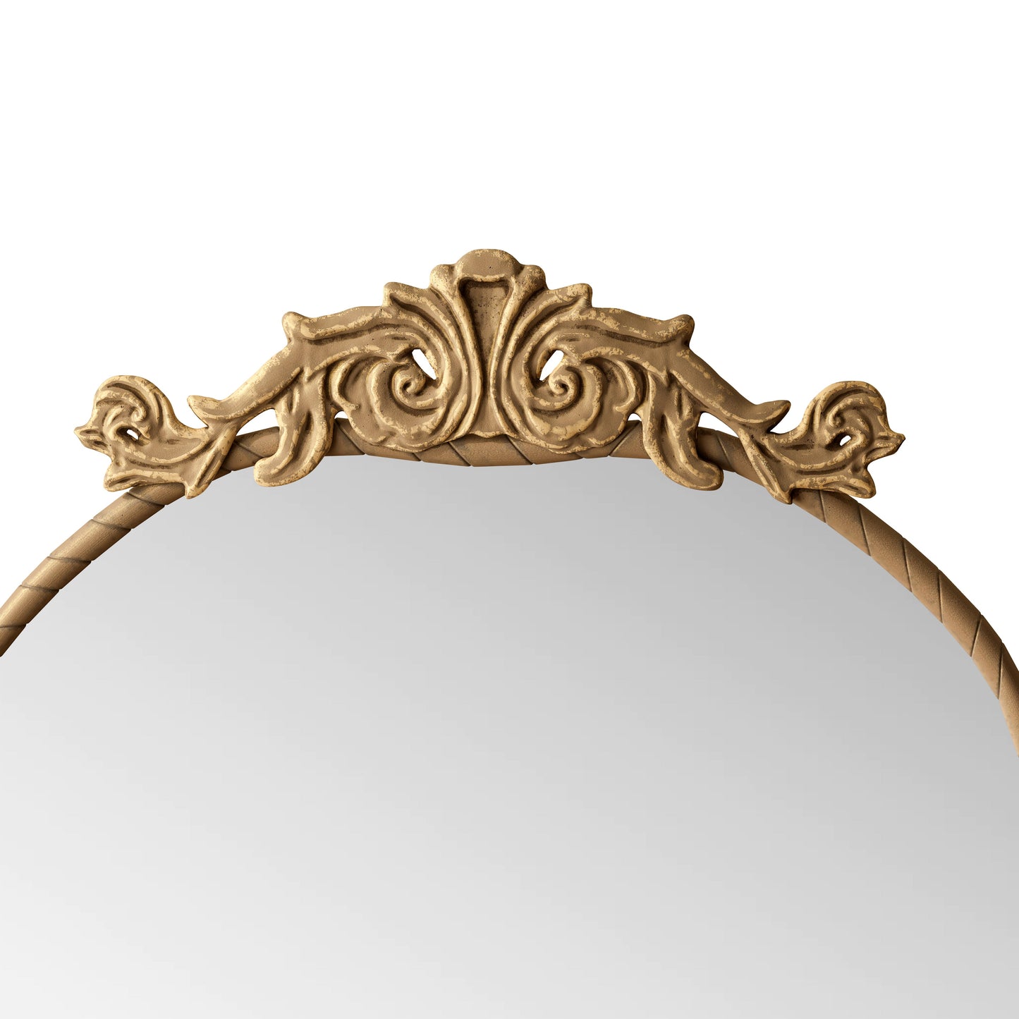 58"x24" Arched Full Body Mirror with Vintage Ornate Carved Applique