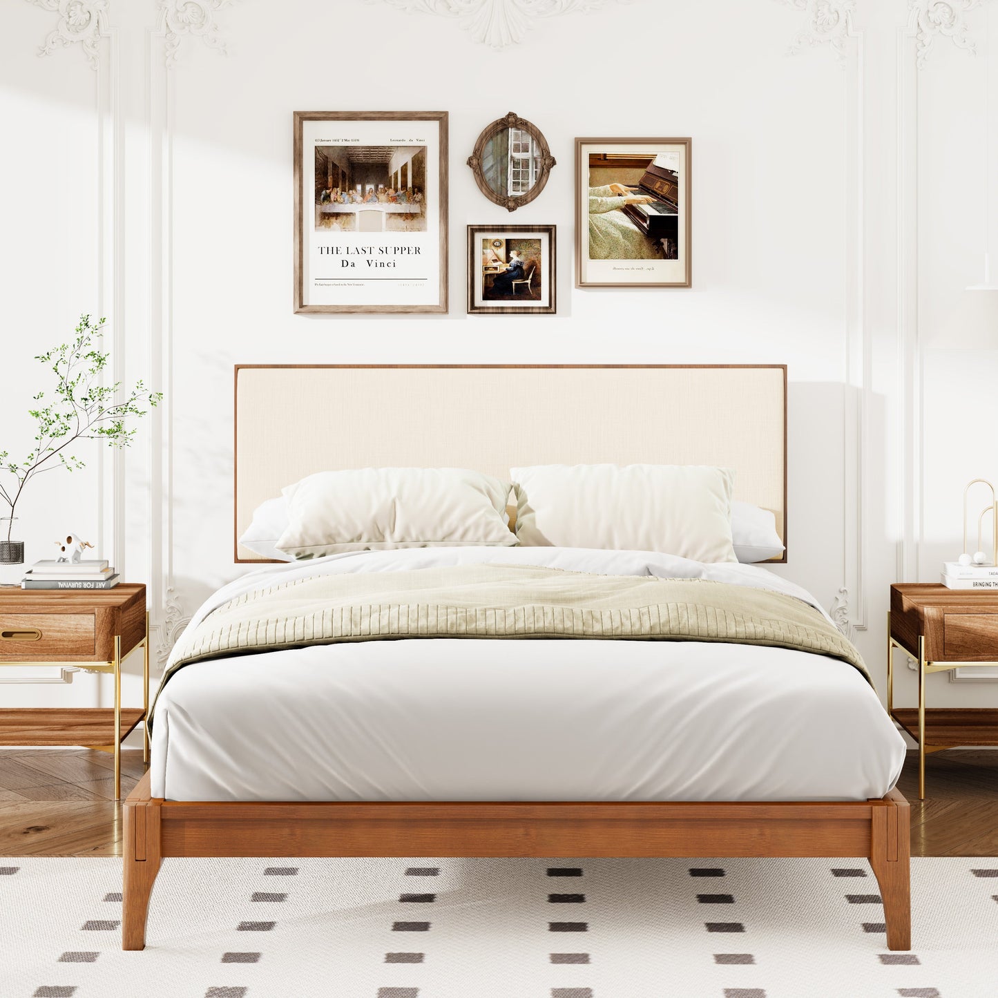 King Size Solid Dry Bamboo Wood 12 Inch Platform Bed