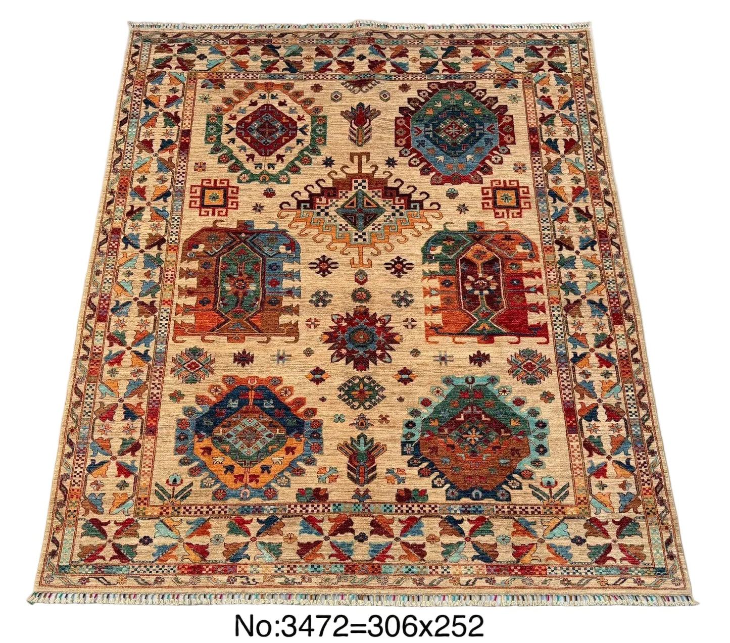 Hand-Knotted Vegetable Dye Heriz Rug from Pakistan, 8' 3" x 10'