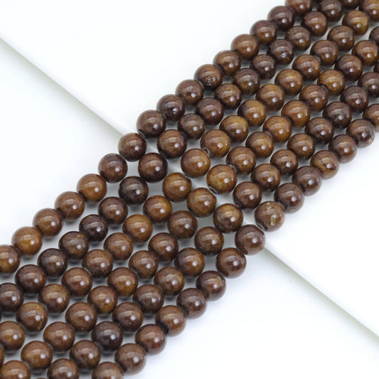 Dark Brown Jade Round Smooth Beads, Sku#U2023