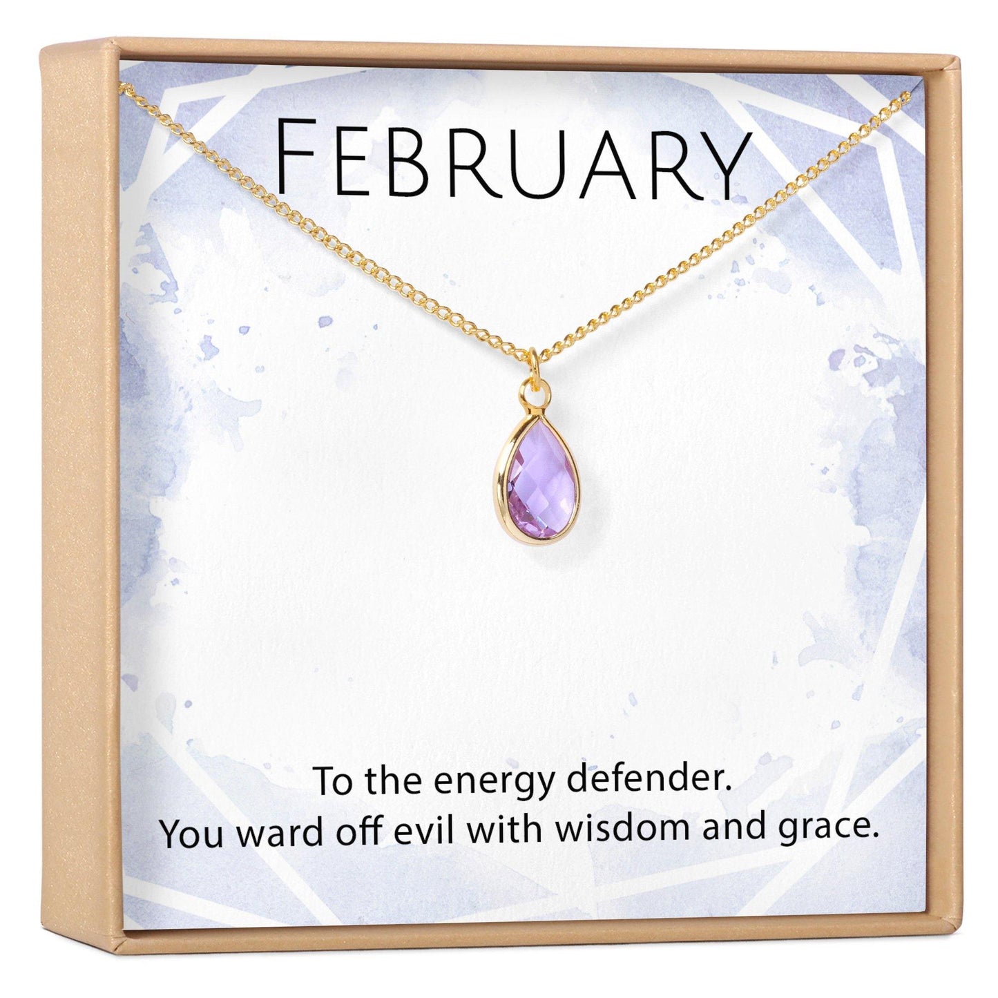 February Birthstone / Amethyst Crystal Charm Necklace