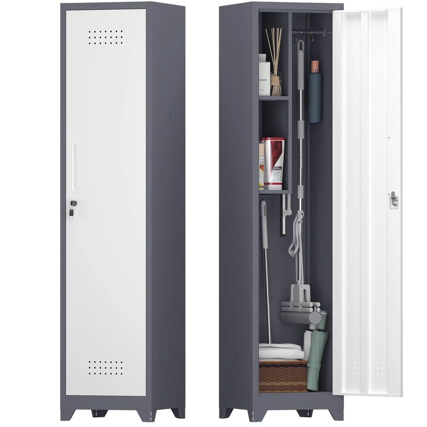 Metal Broom Storage Cabinet
