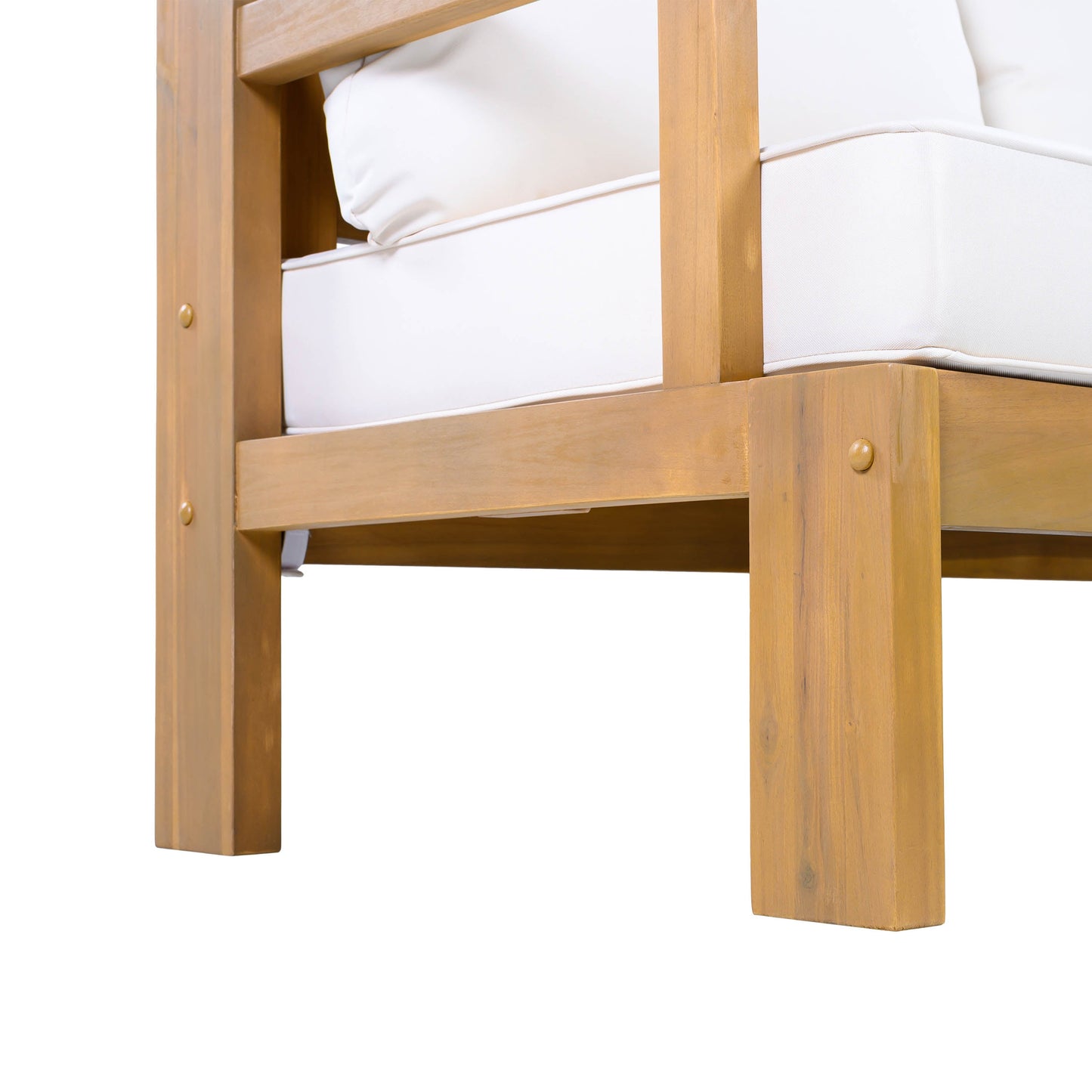 Outdoor 4-Seater Acacia Wood Patio Chat Set, Beige+Natural