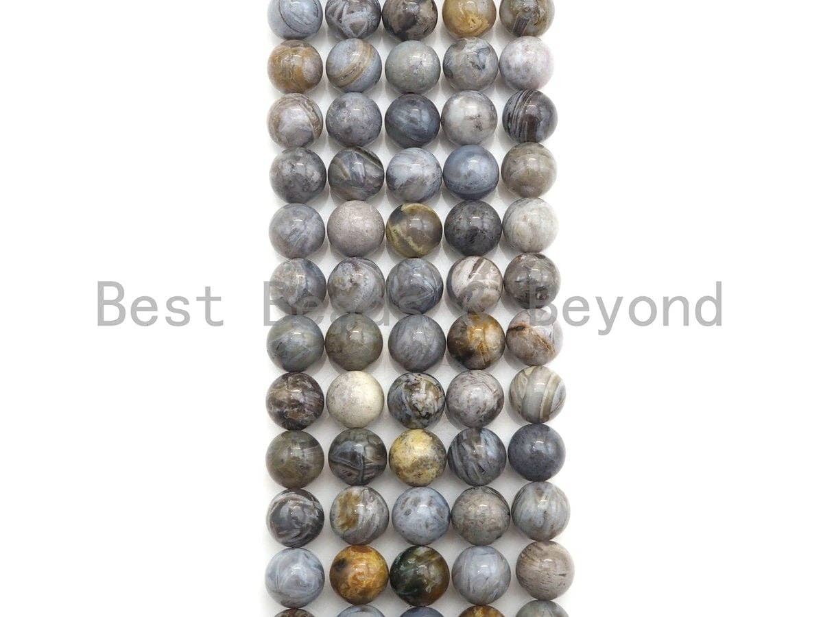 Quality Natural Silver Needle Agate Beads, 6mm/8mm/10mm/12mm Round Agate Beads, 15.5" Full Strand, Sku#U803