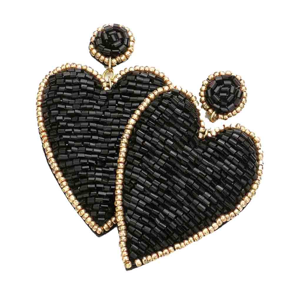 Felt Back Beaded Heart Earrings