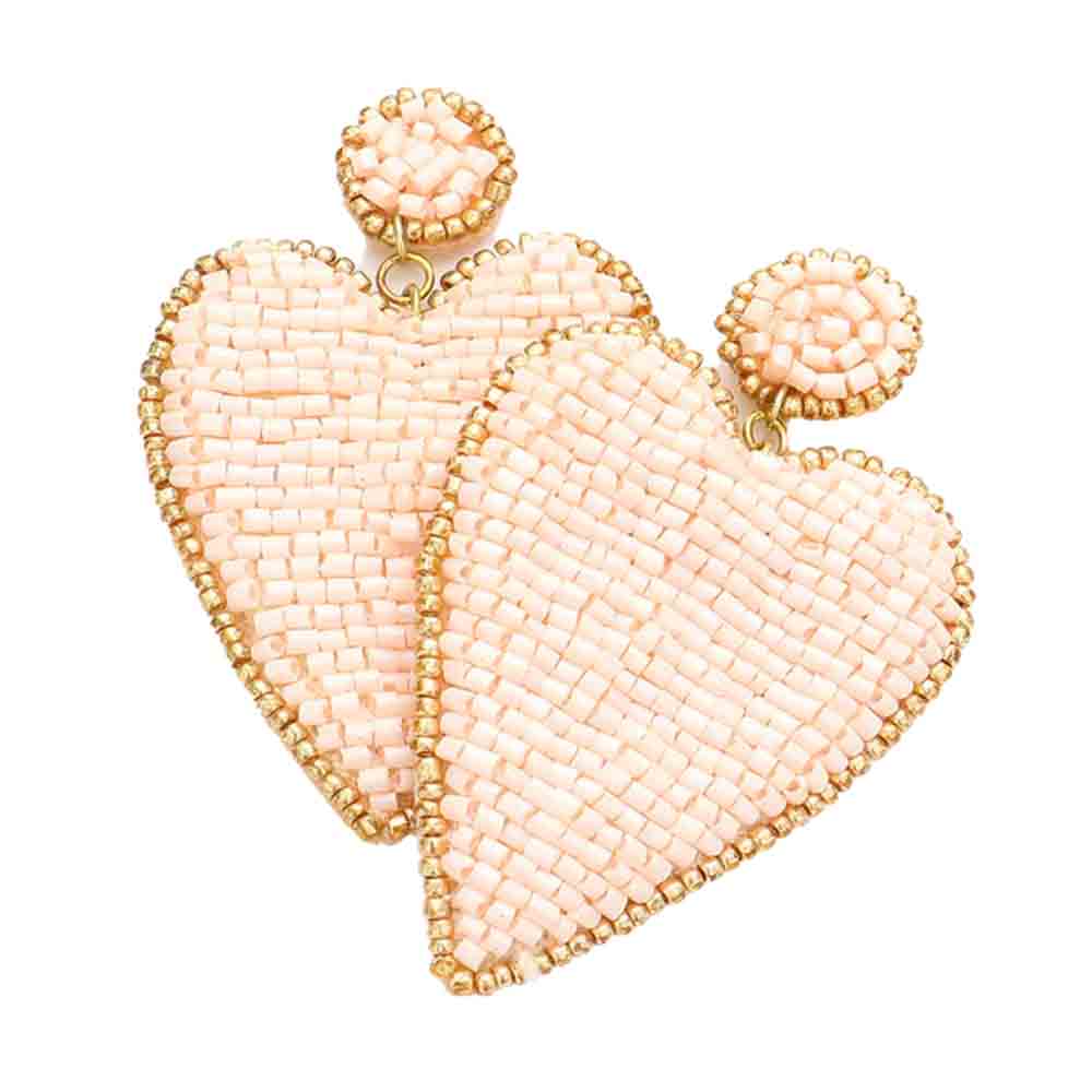 Felt Back Beaded Heart Earrings