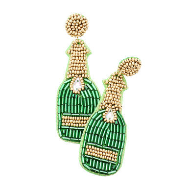 Felt Back Multi Bead Champagne Bottle Earrings