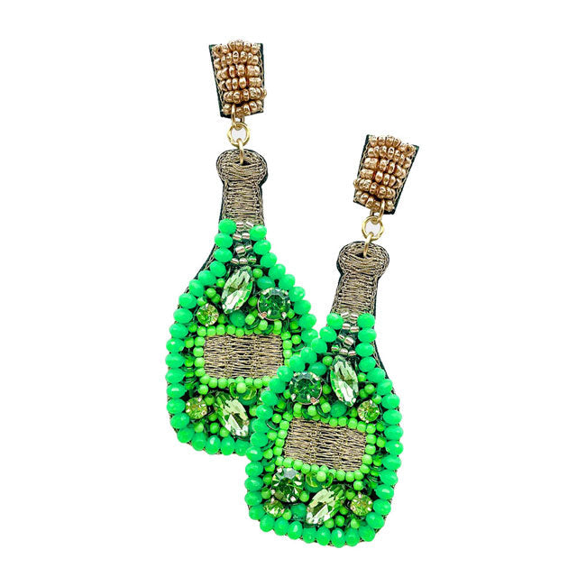 Felt Back Stone Embellished Champagne Dangle Earrings