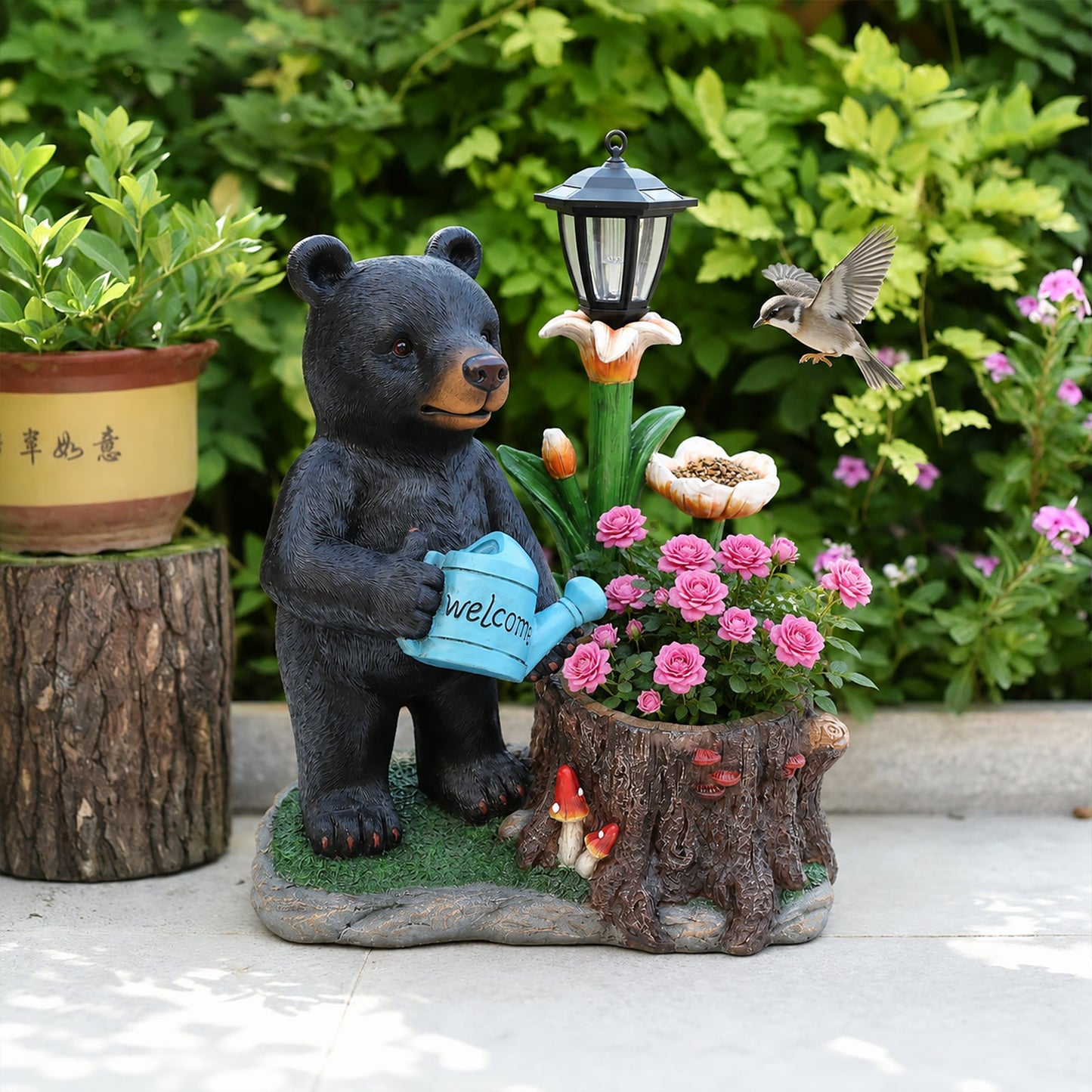 Standing Bear Figure with Planter