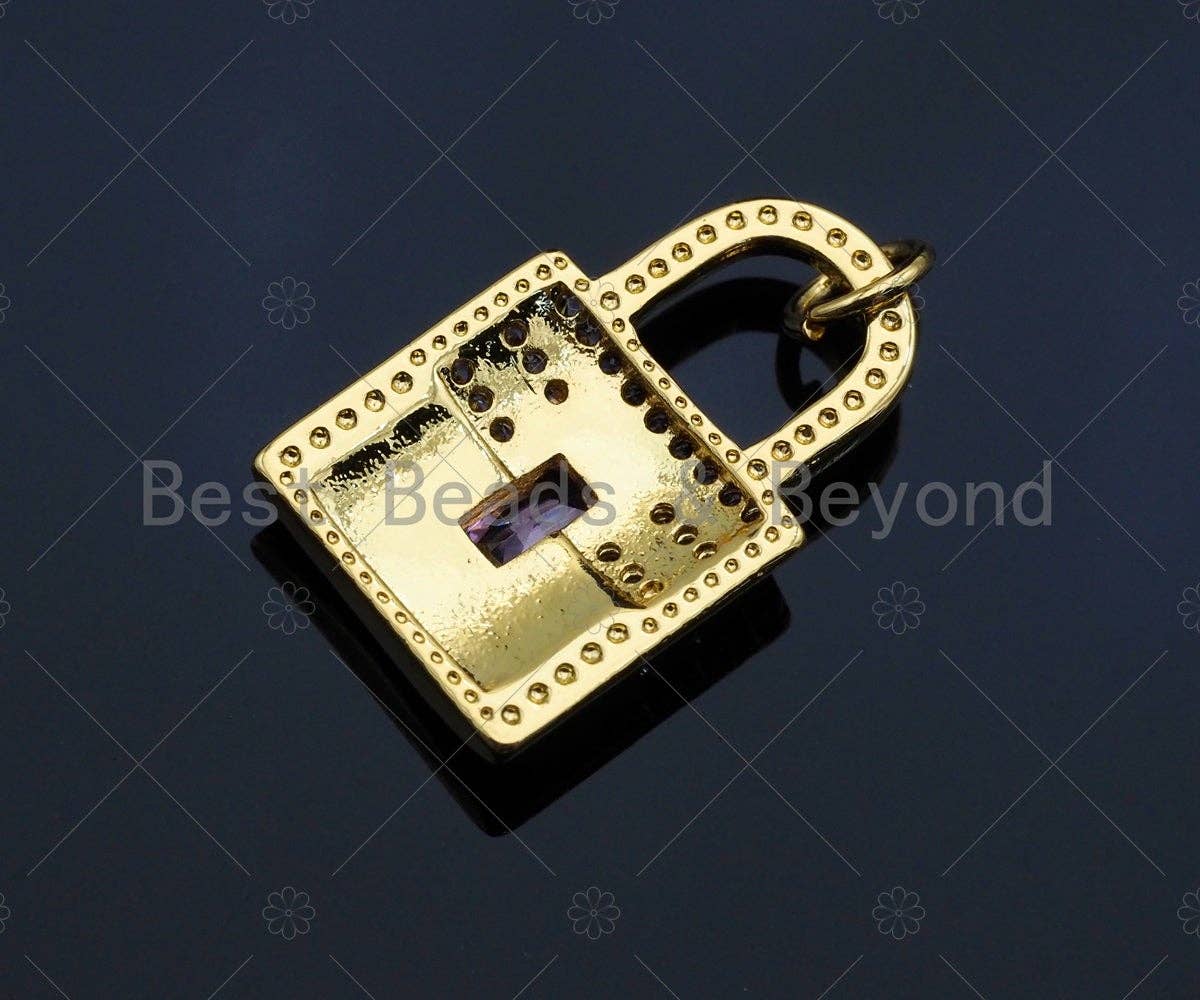 Lock Shape pink Pendant/Charm, Pink Mother-of-pearl Lock Pendant, Sku#LK73