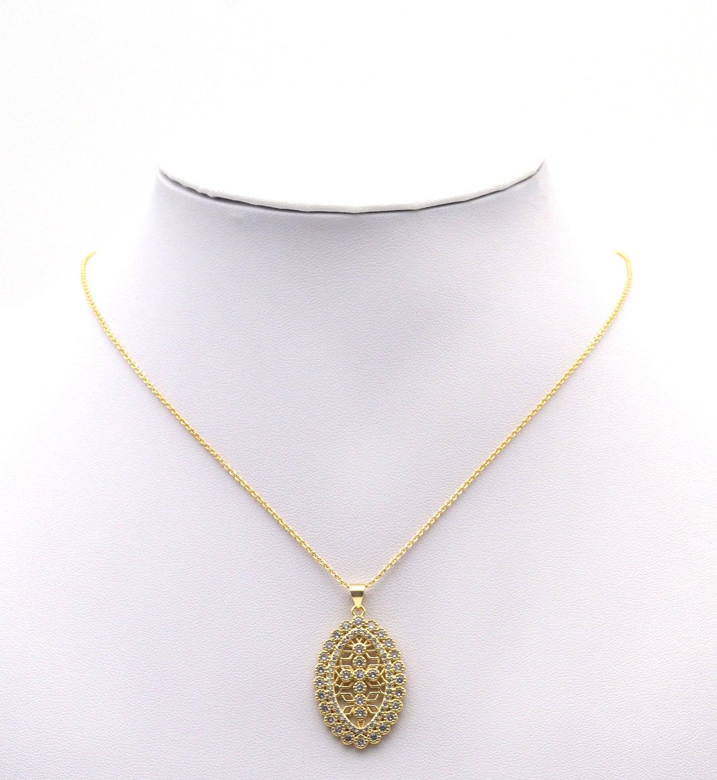 Diamond Cross Oval Charm, Sku#LX178